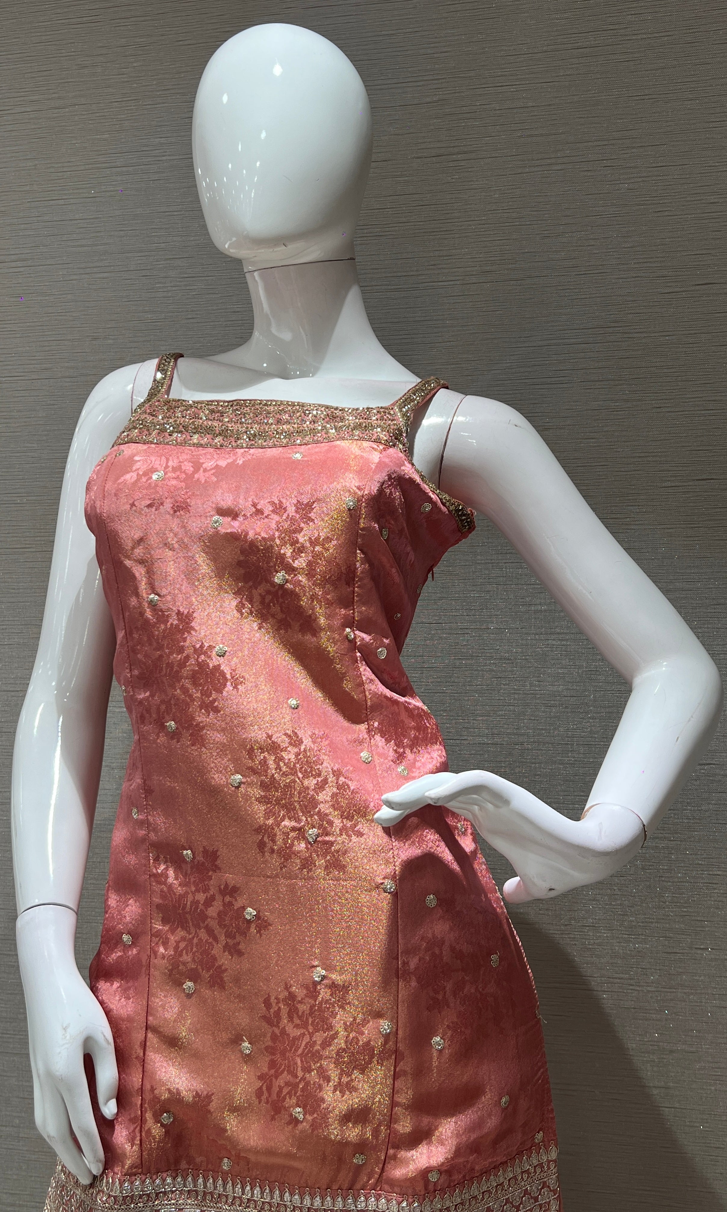 PINK embroidery sharara set with net dupatta