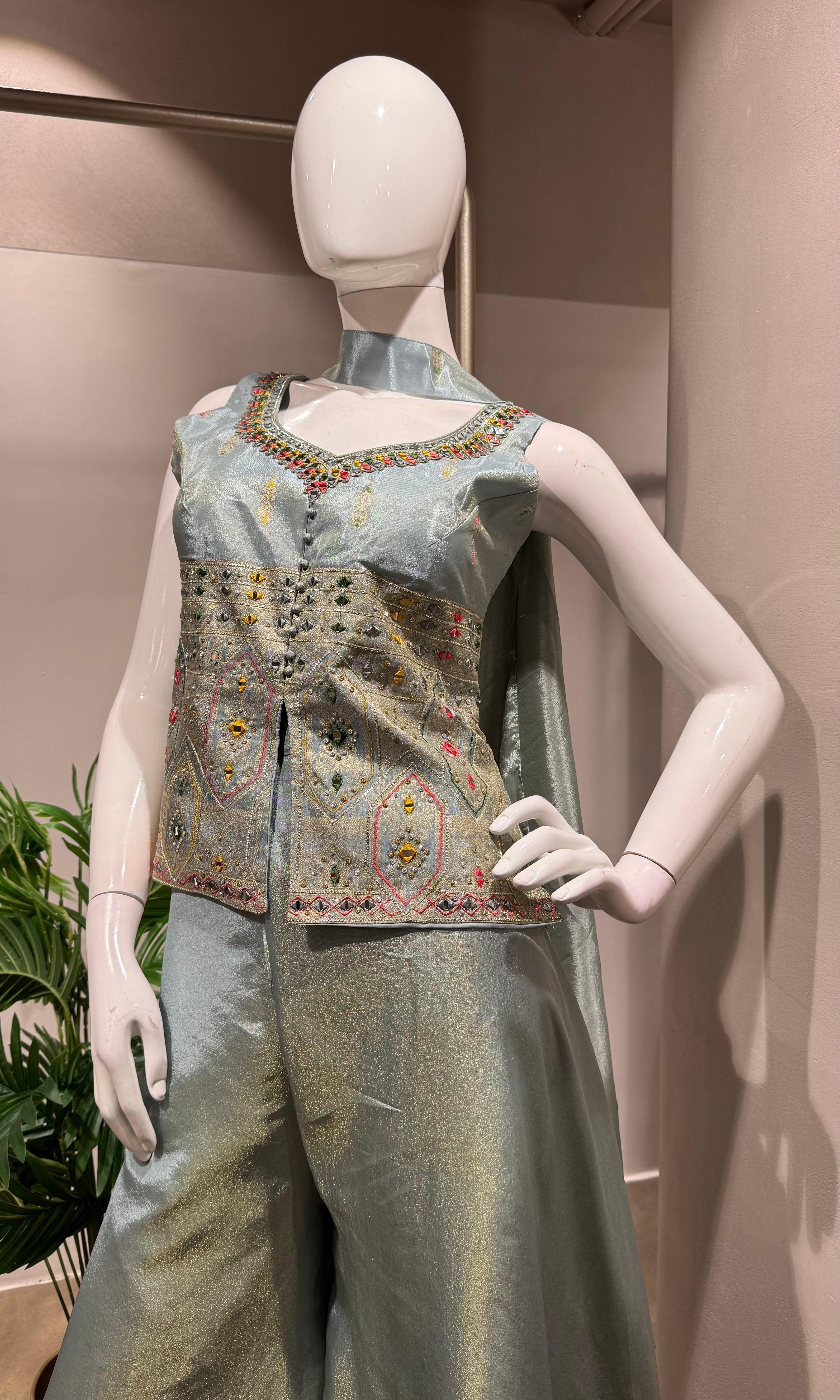 LIGHT BLUE Peplum Top with Palazzo Pants