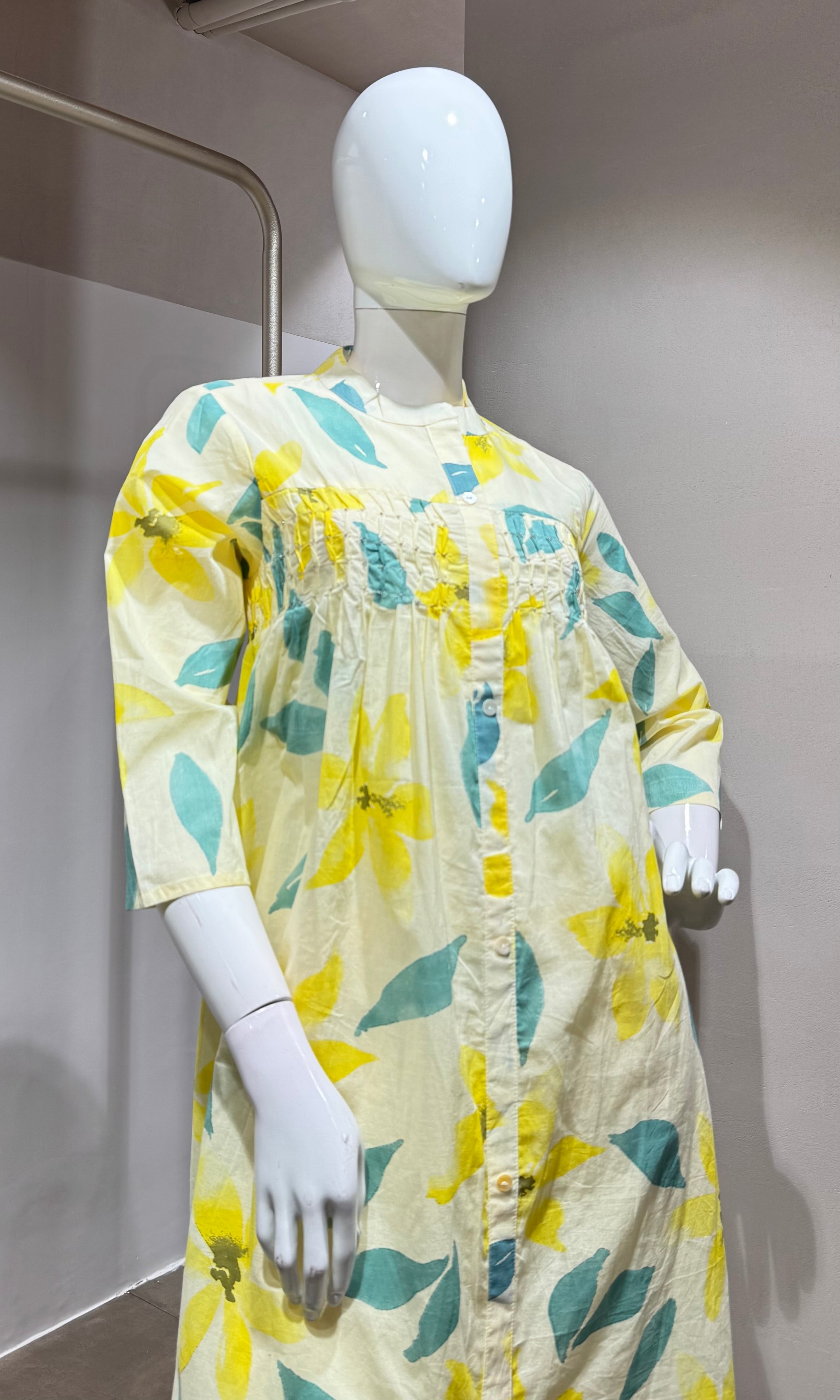 Yellow LEAF DESIGN SPRING SUMMER kurta set