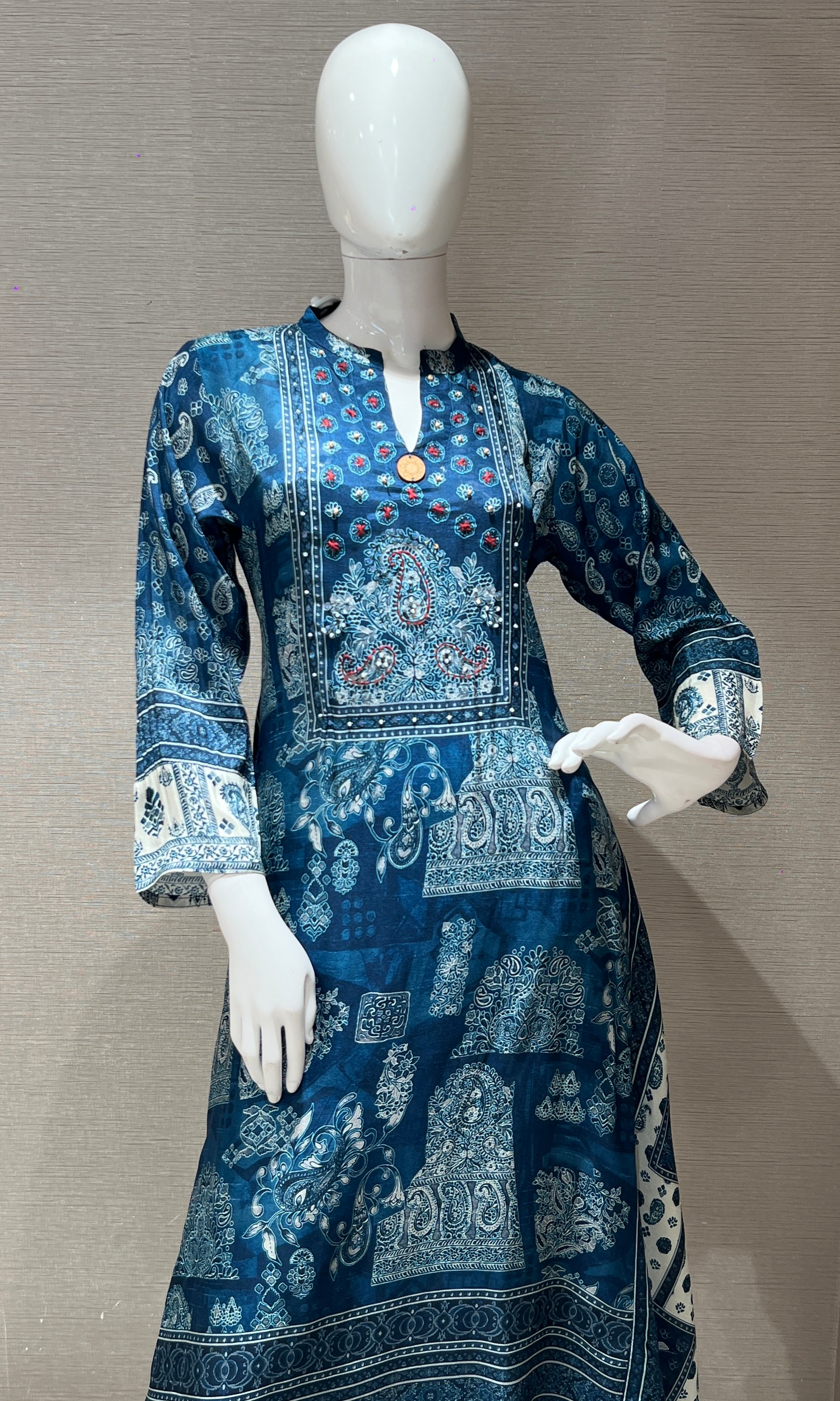 sea Blue kurta set with palazzo pants