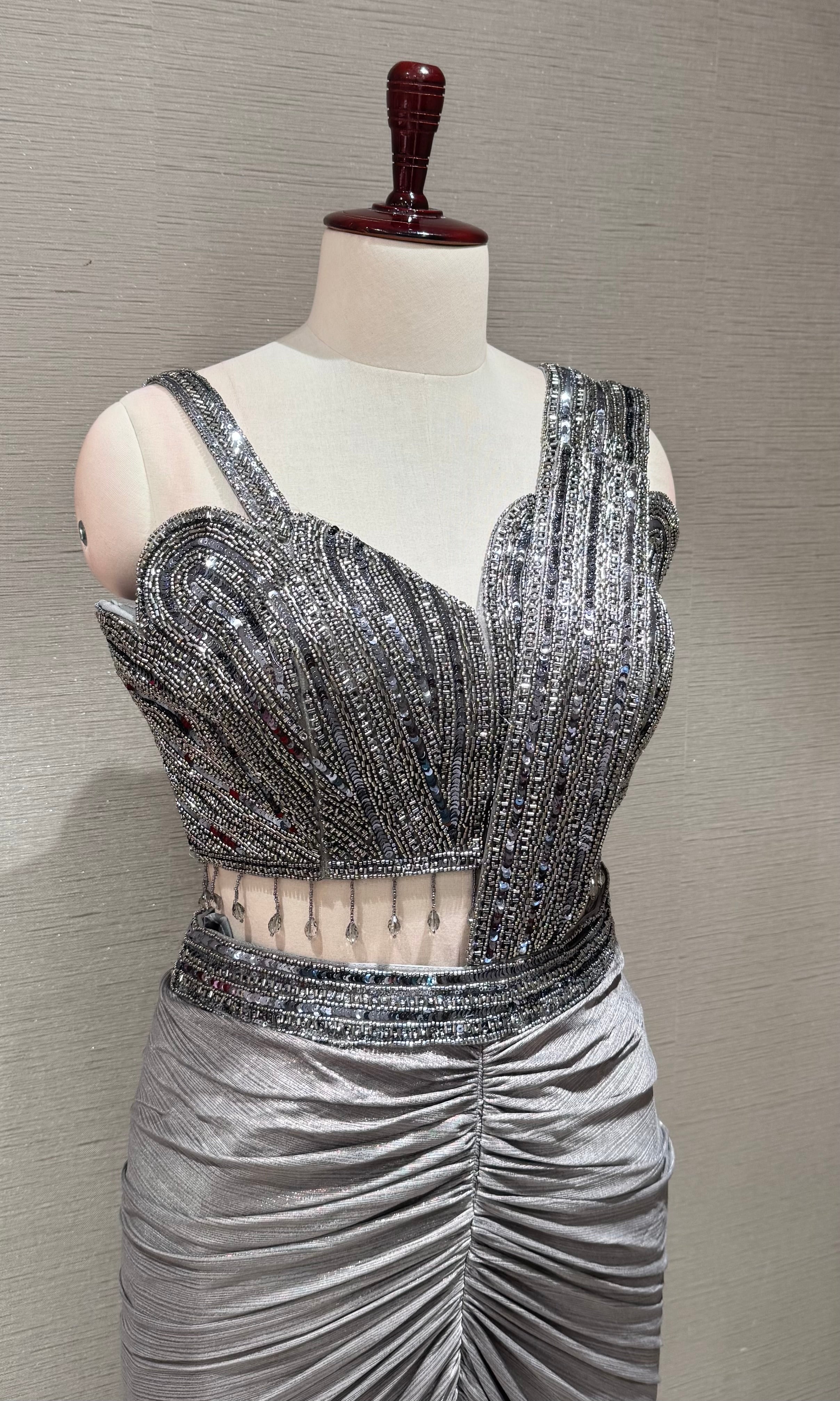Grey Silver Sequin Sweetheart skirt with