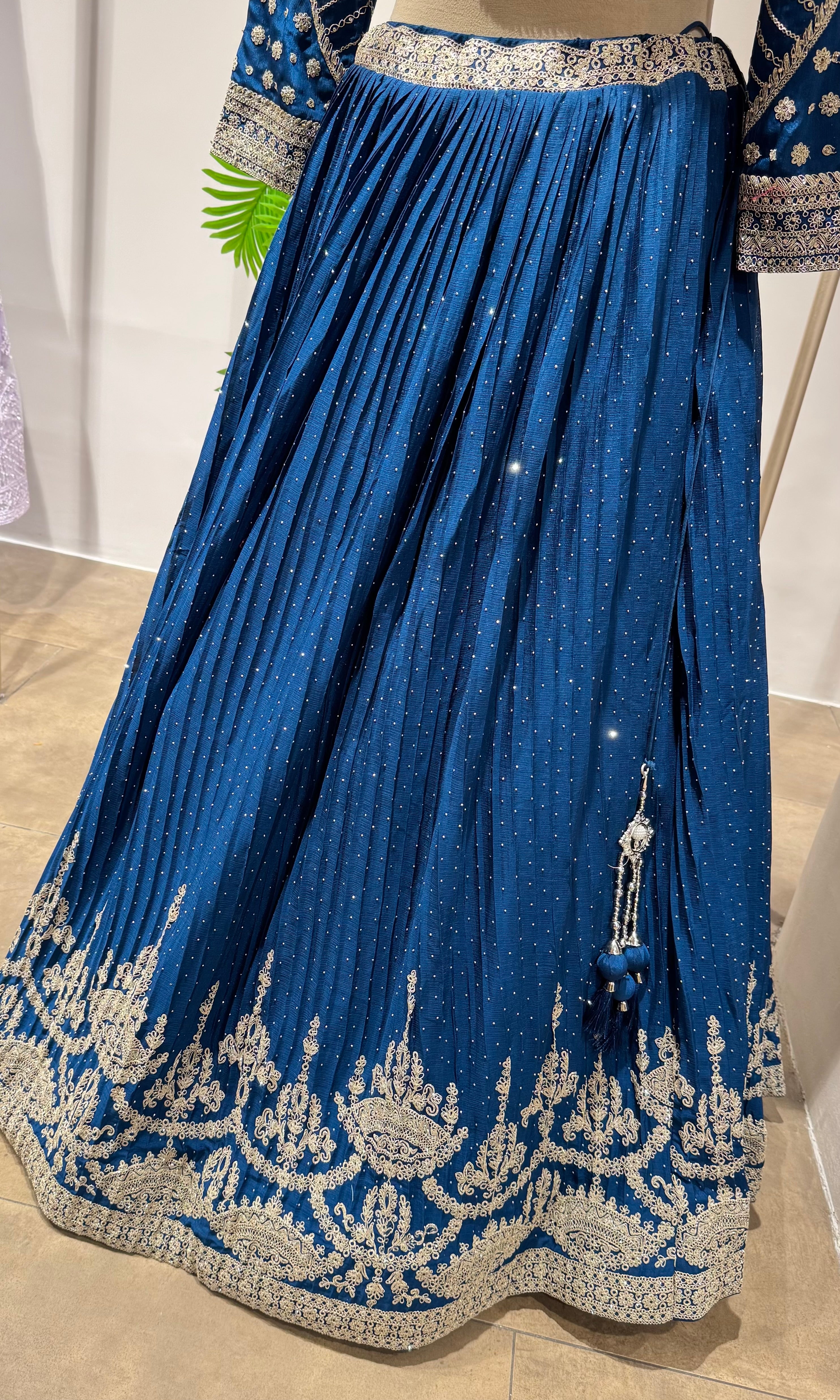 Royal Blue Lehenga with Intricate Zari Embroidery