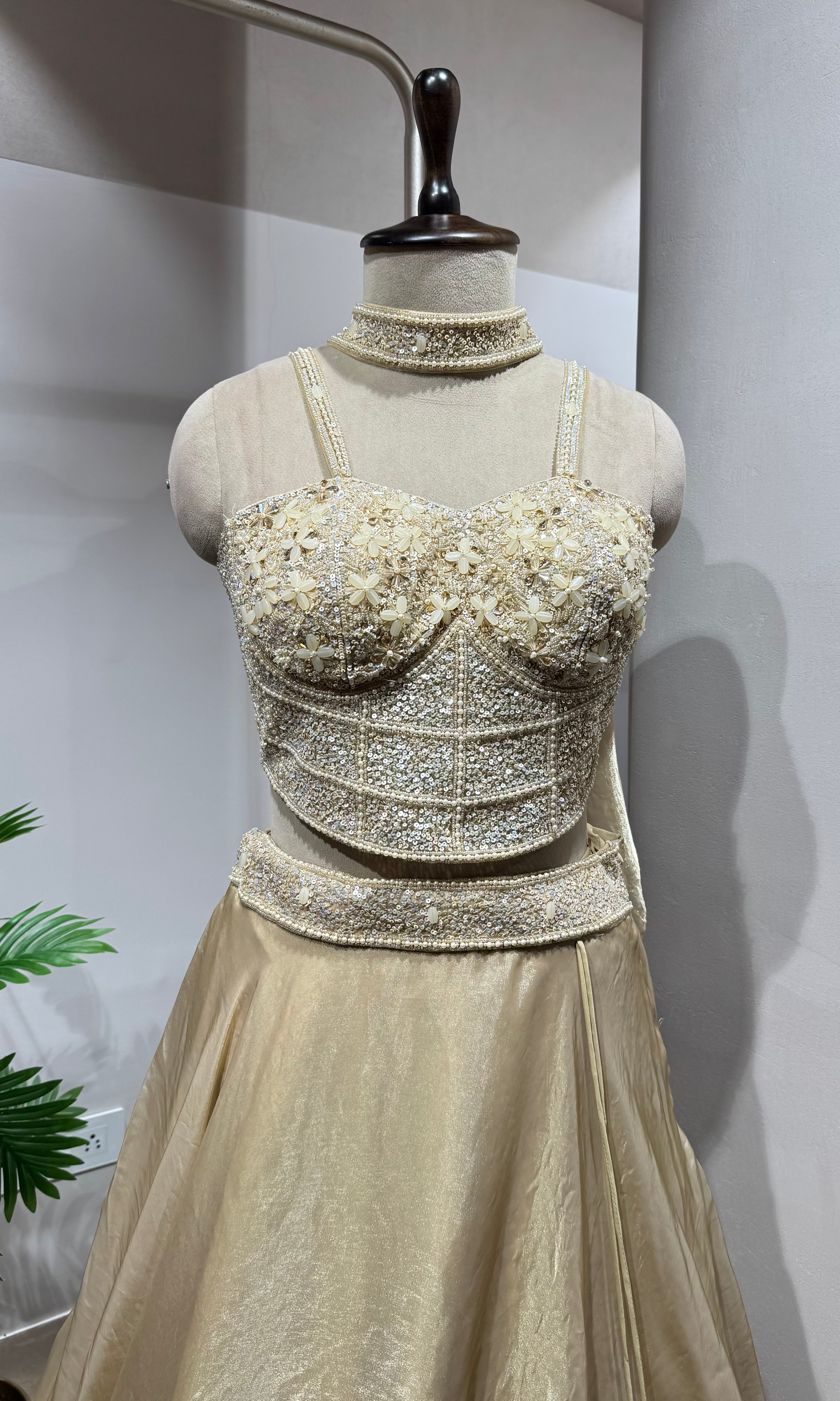 Gold and Silver Wedding Wear Lehenga