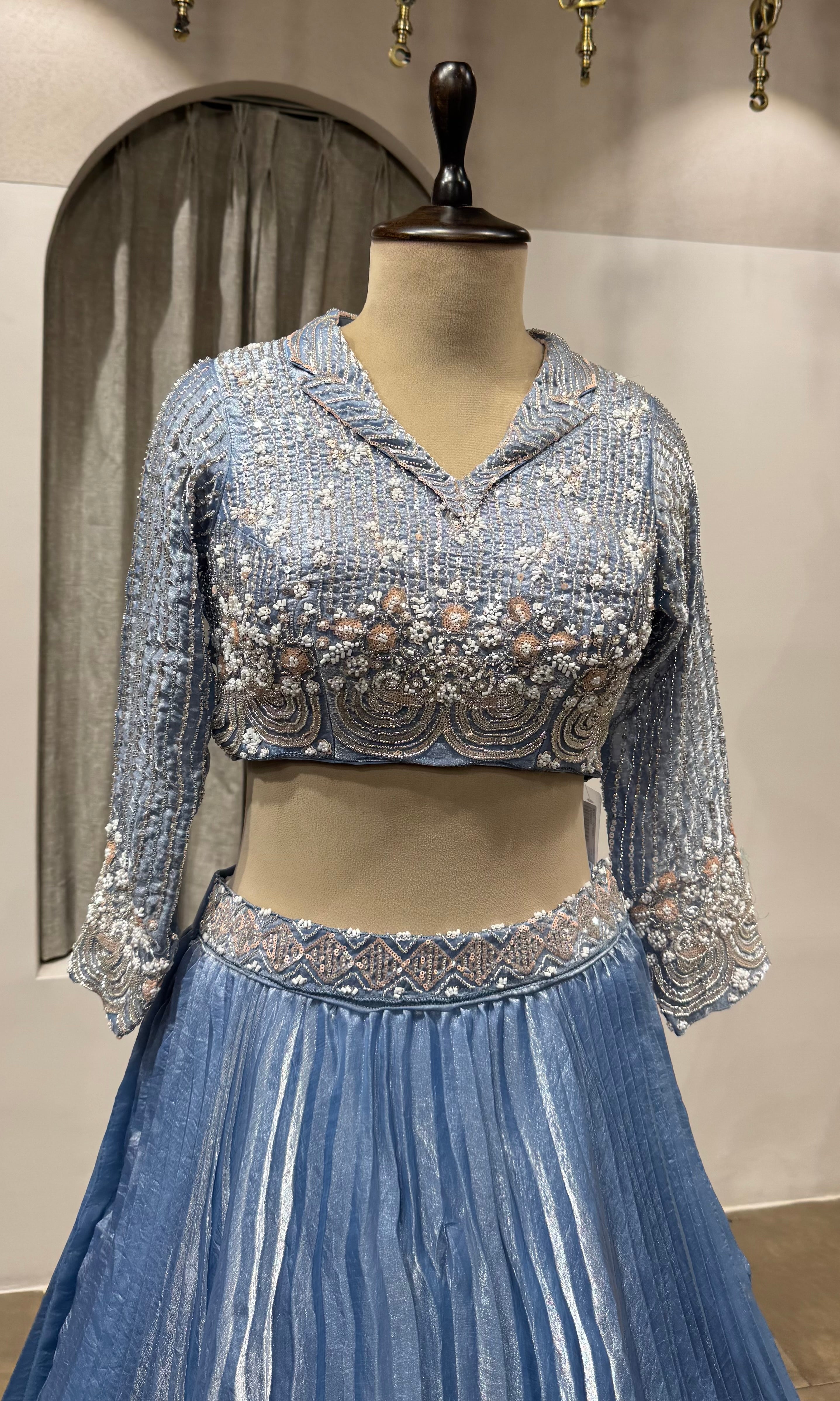 LIGHT BLUE Embroidered Designer Lehenga Set