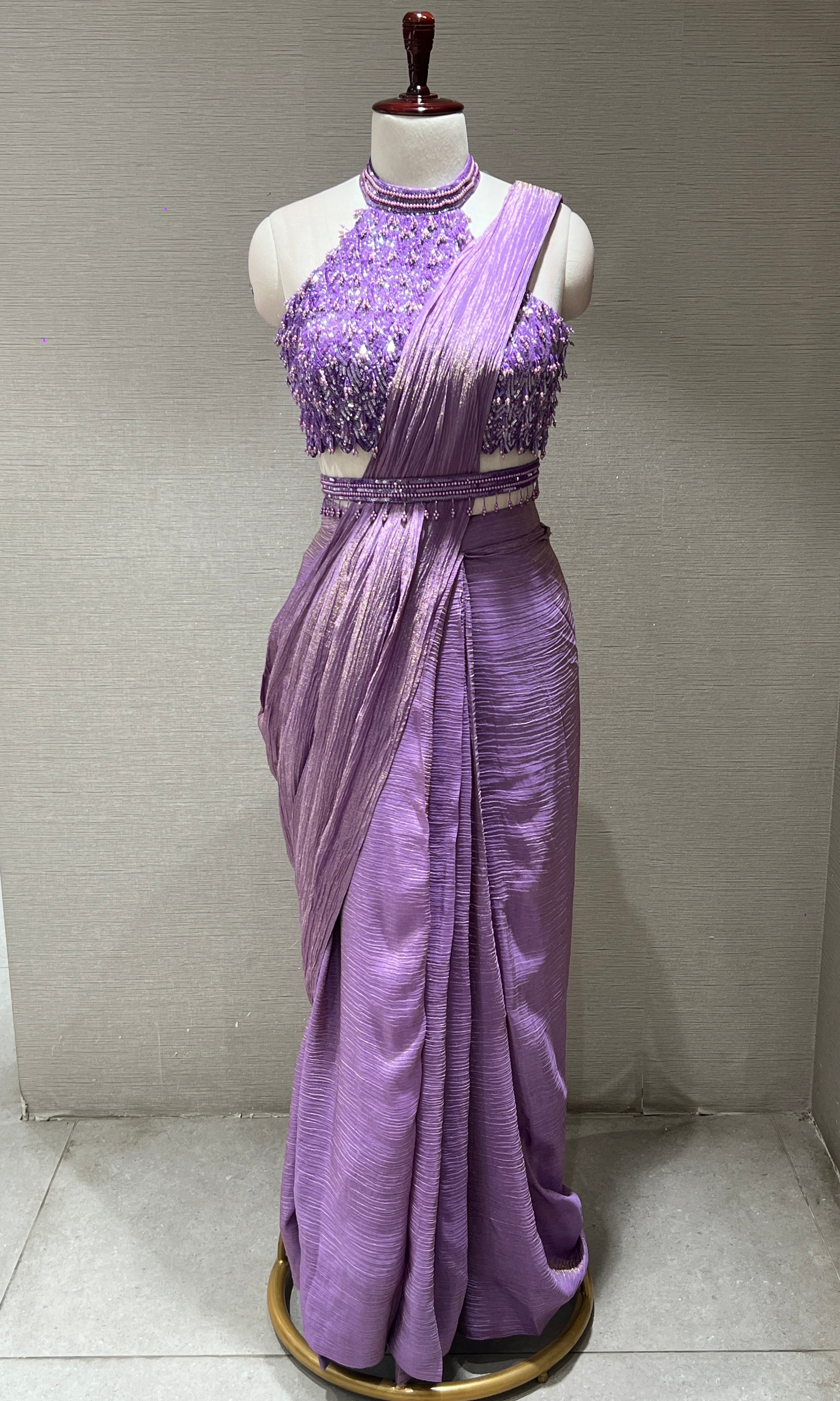 Purple one minute saree