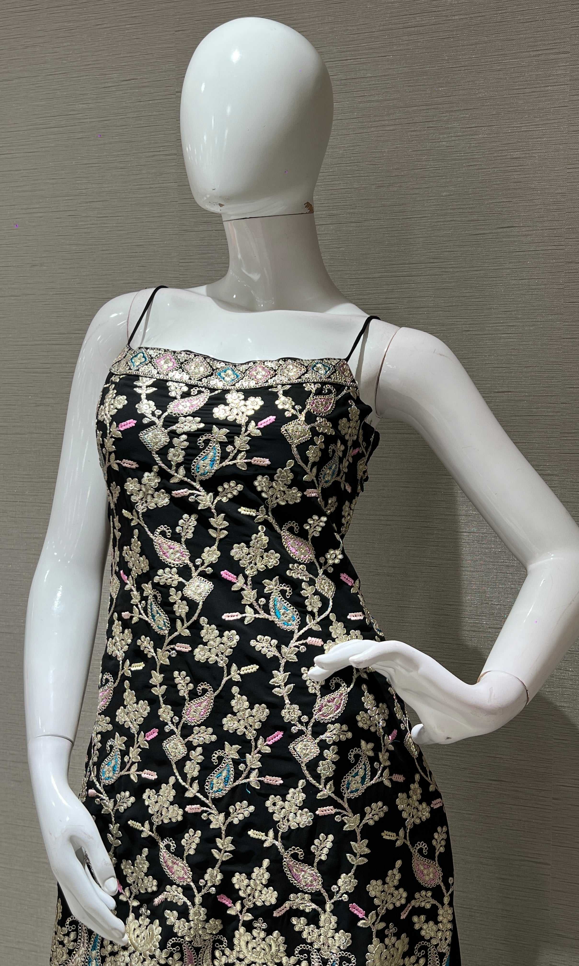 Black Gold Embellished Palazzo Set