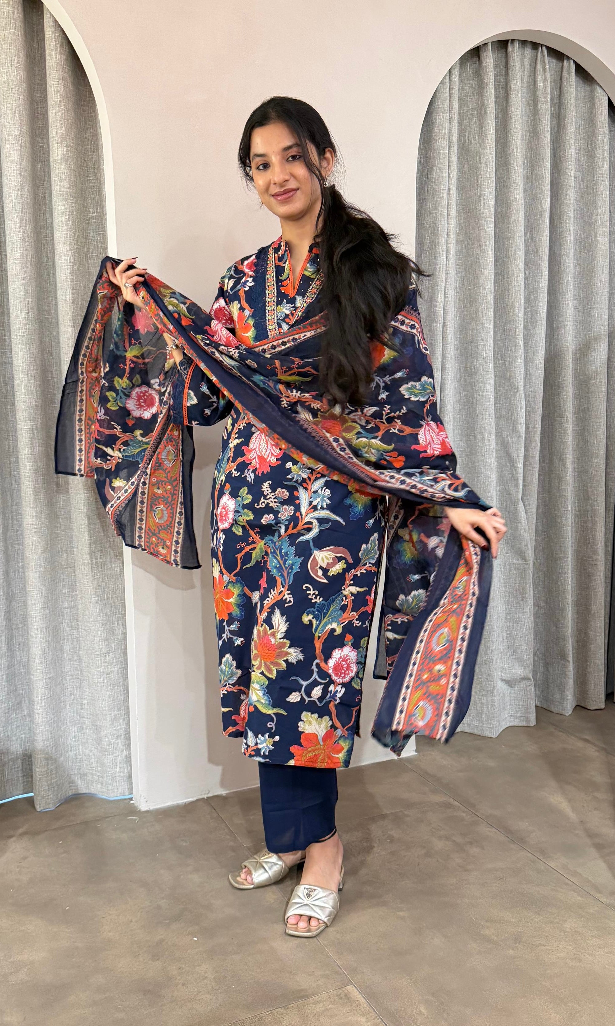 Blue FLORAL kurta set