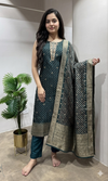 Green Chanderi KURTA SET with Zari Borders
