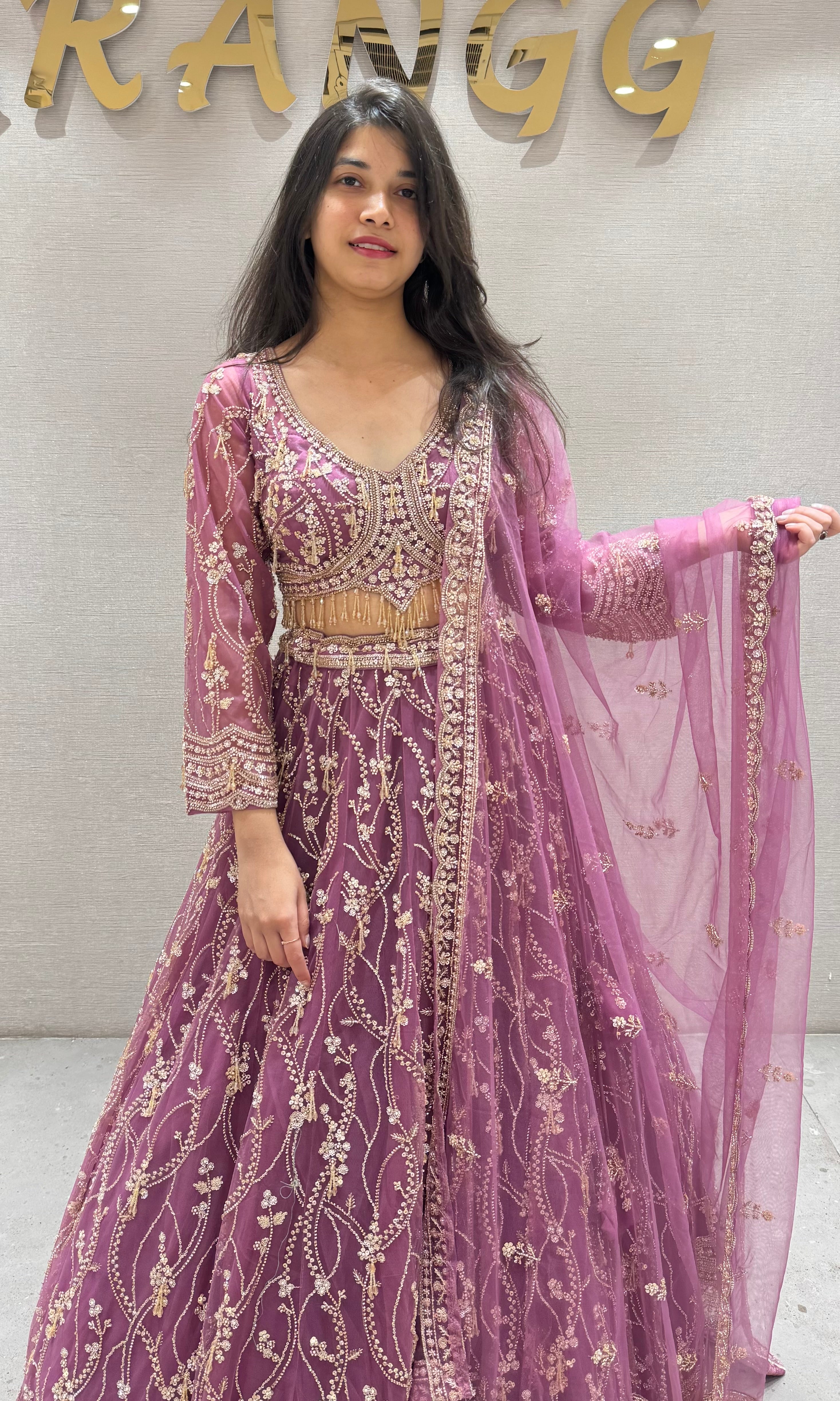 Purple GOLDEN EMBROIDERED lehenga
