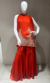 Orange SHARARA WITH HALTER NECK TOP
