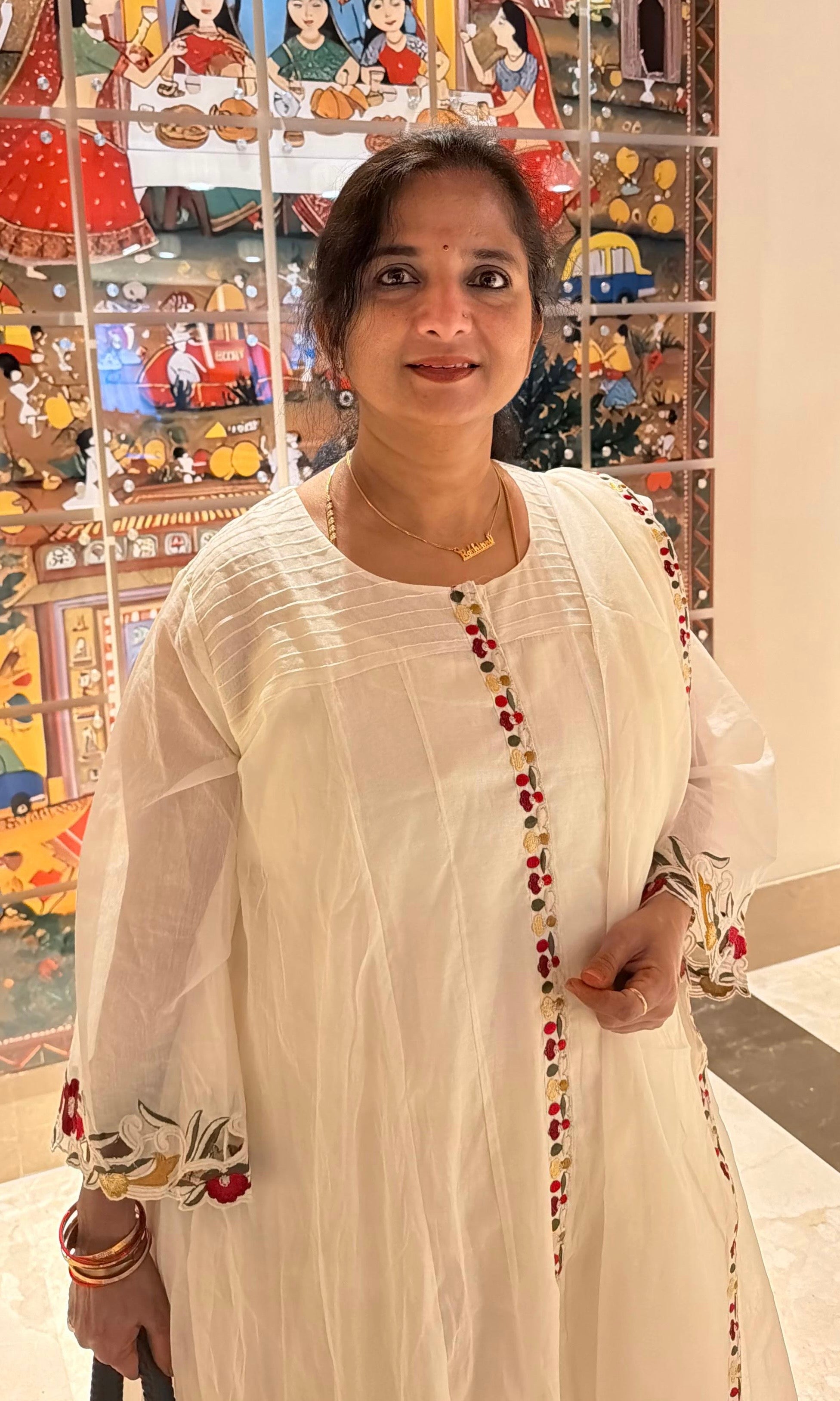Half White Embroidered Kurta Set