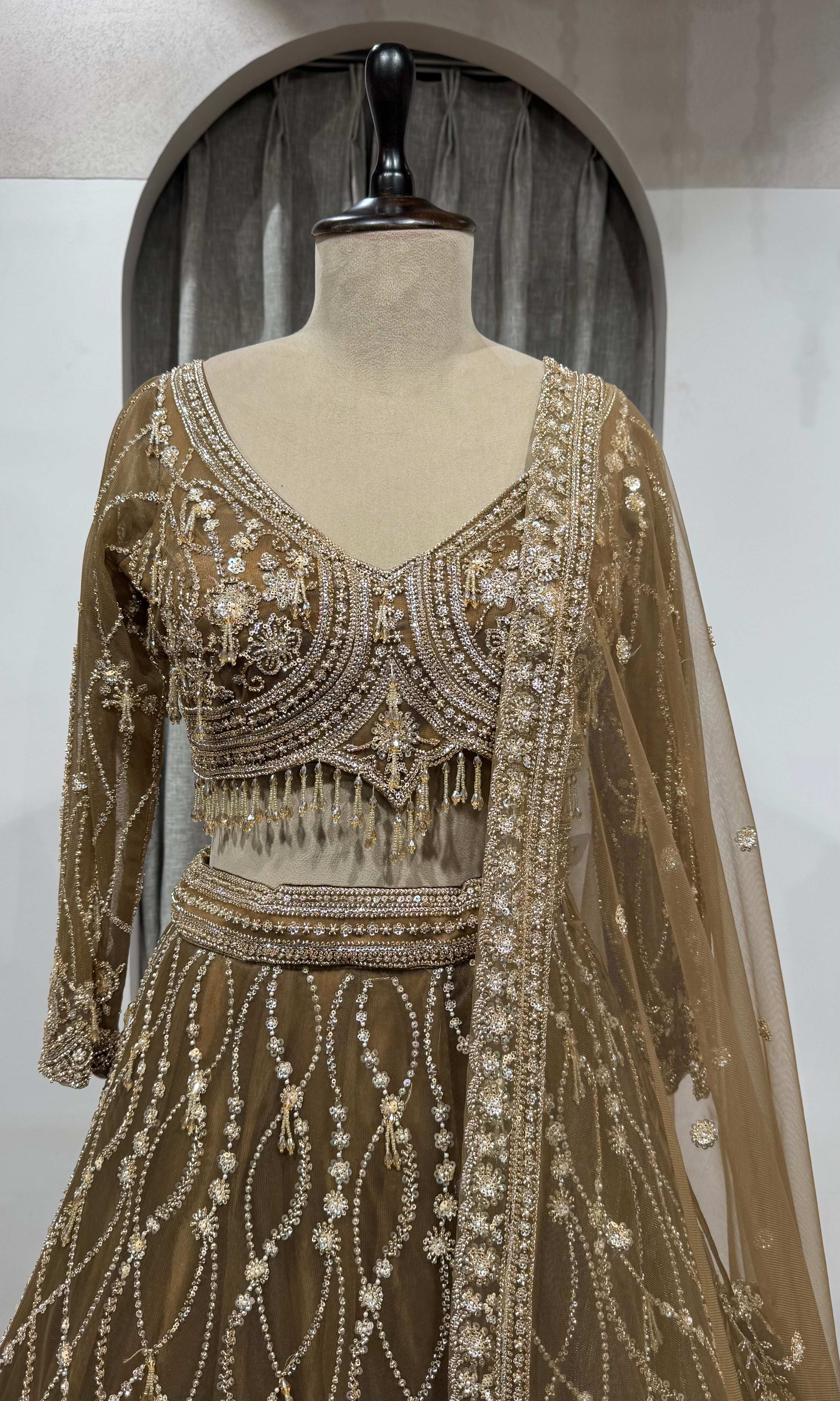 Mocha Brown Designer Lehenga with Sequins