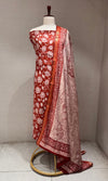 Maroon cotton Floral block print dress material