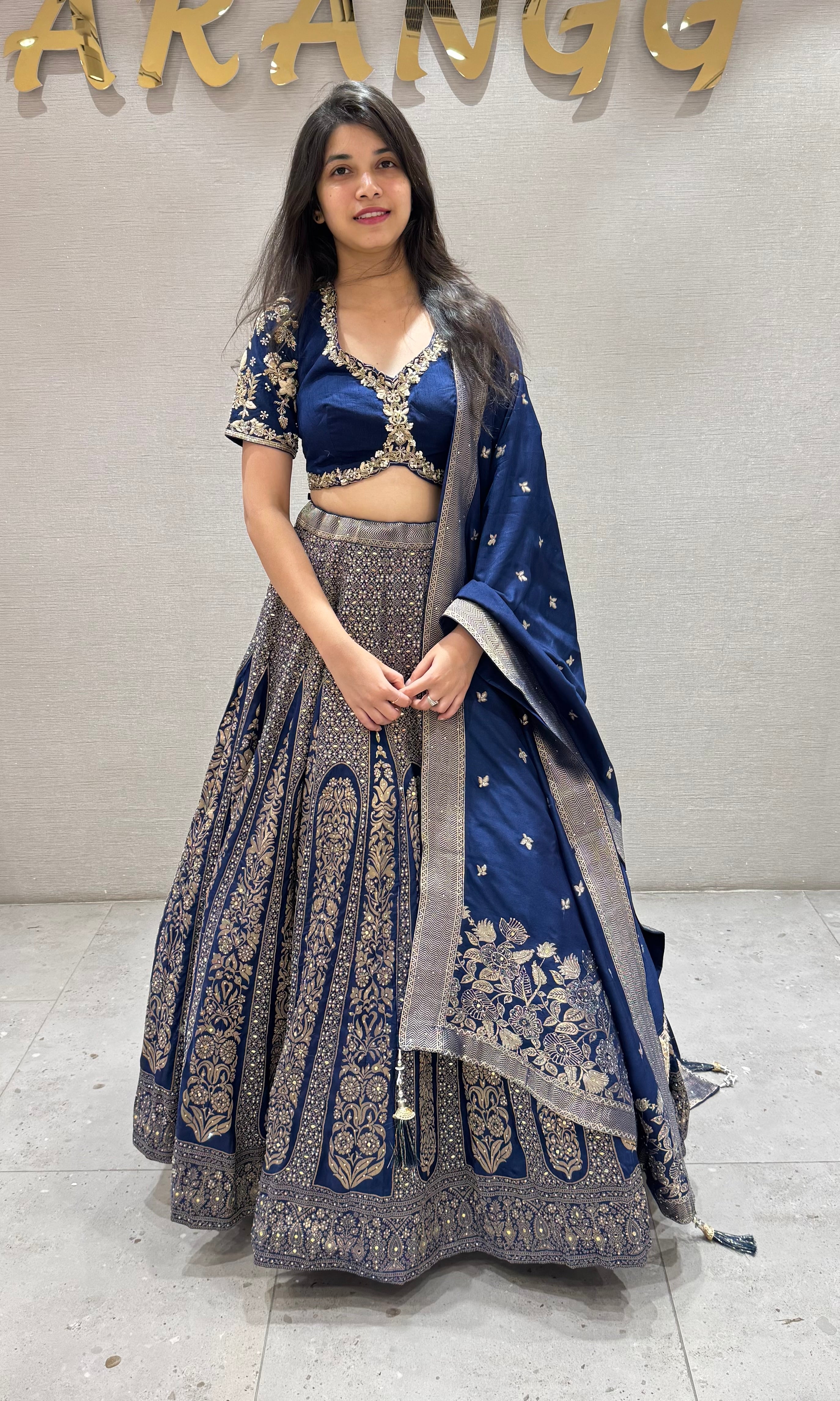 Navy blue GOLDEN ETHNIC LEHENGA