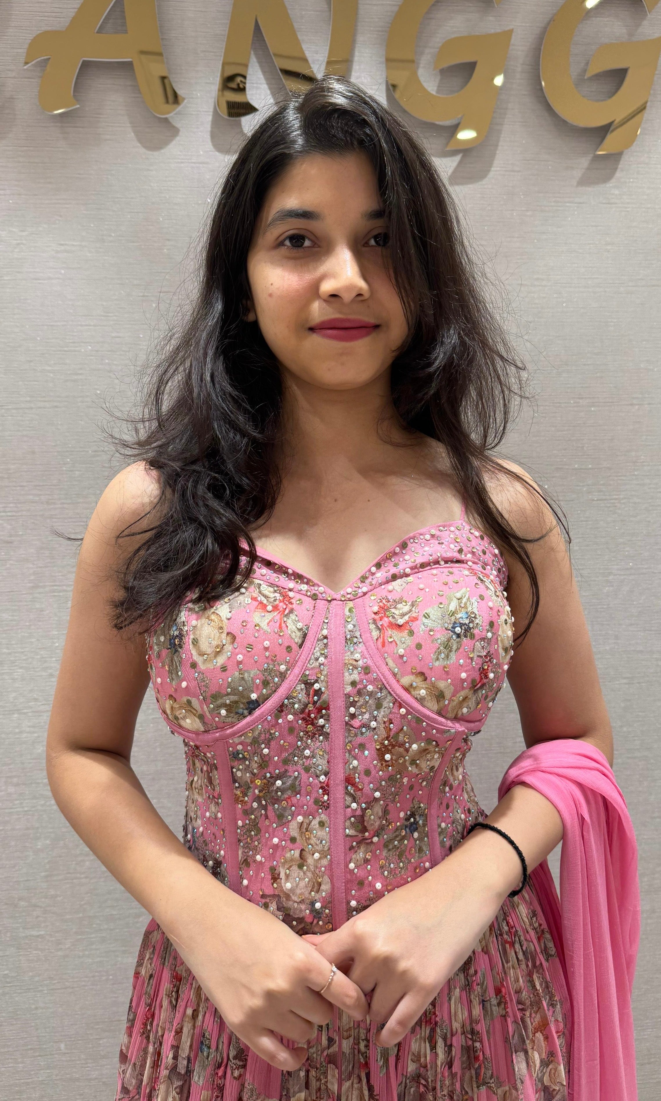 Baby pink long dress