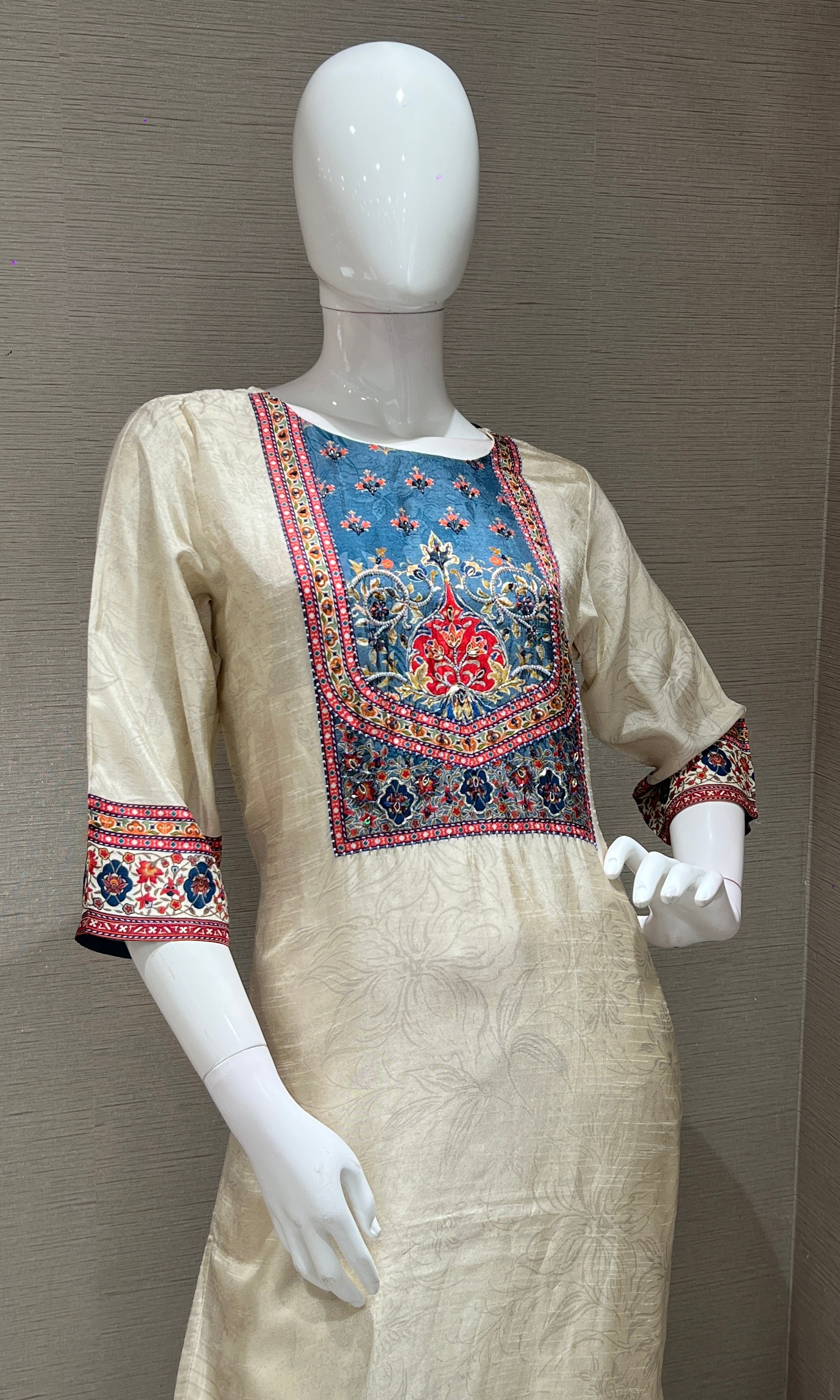Elegant Cream Digital Print kurta set