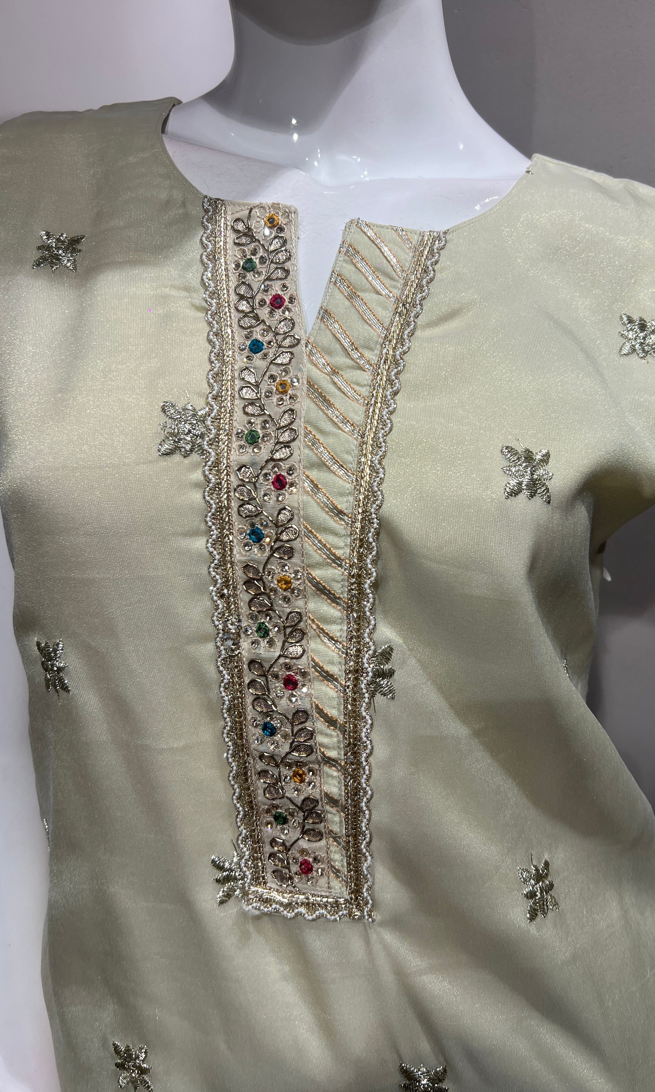 Cream Peacock Embroidered SHARARA Set