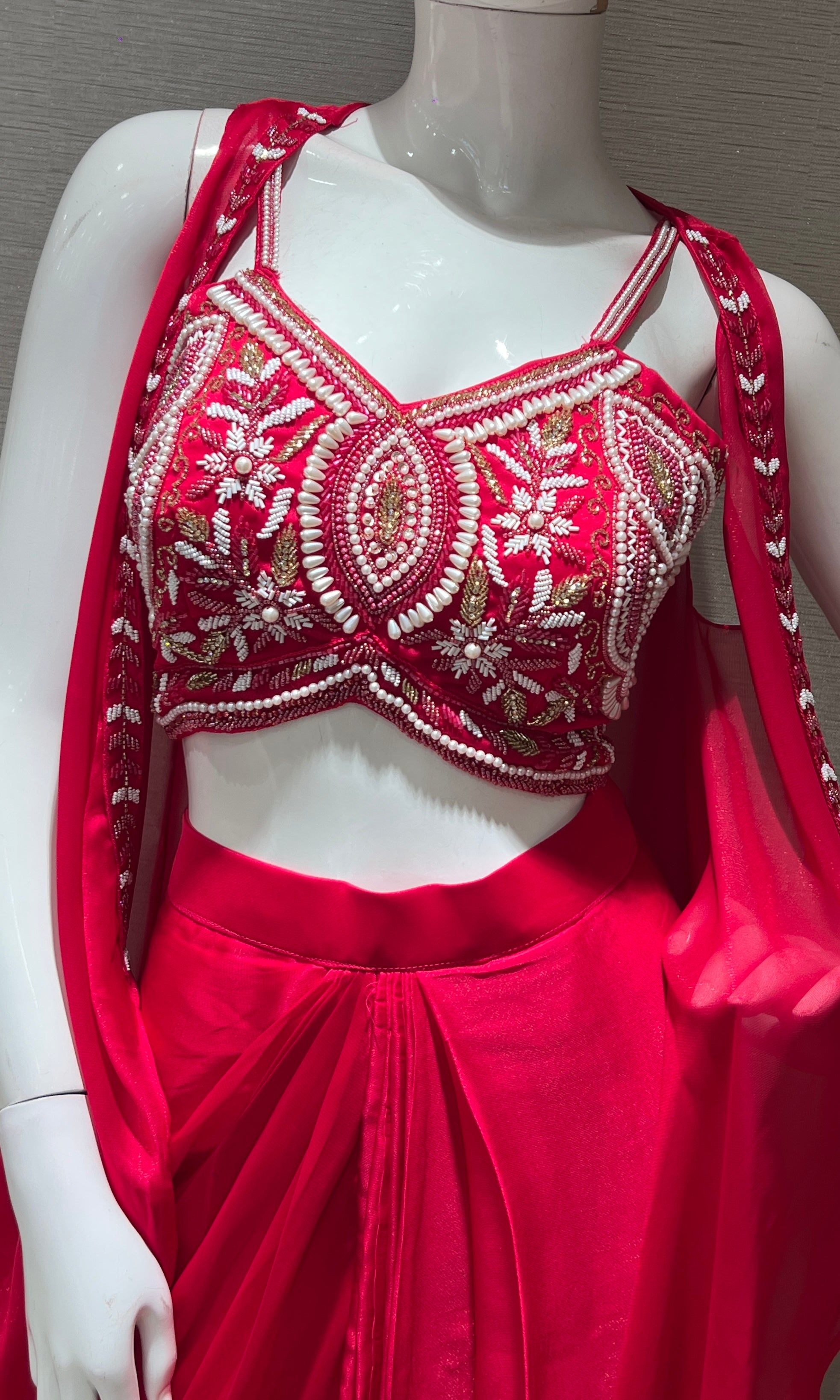 Rani pink EMBELLISHED BLOUSE AND SKIRT