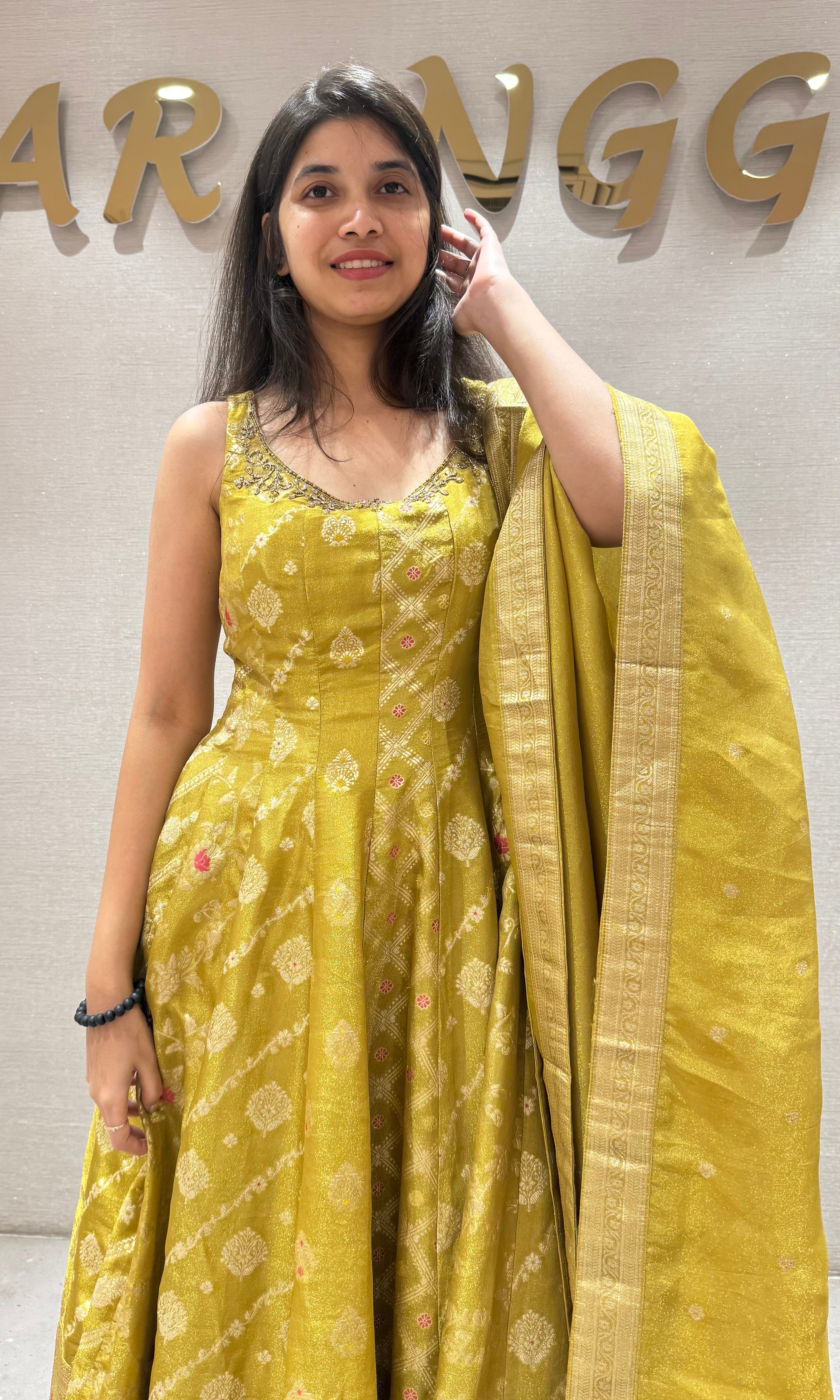 Mehandi green BANARASI ANARKALI SET