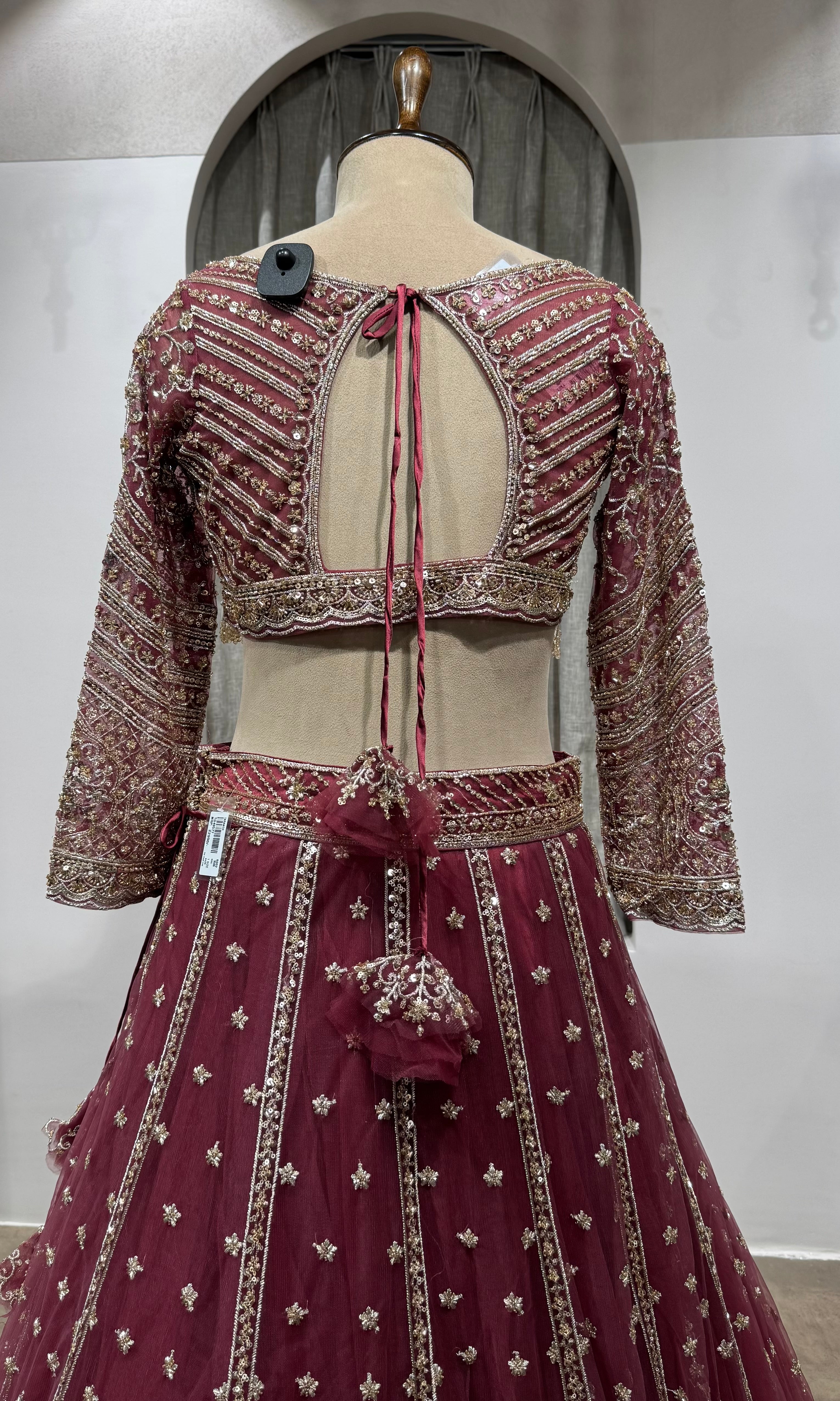 WINE Embroidered Bridal Lehenga