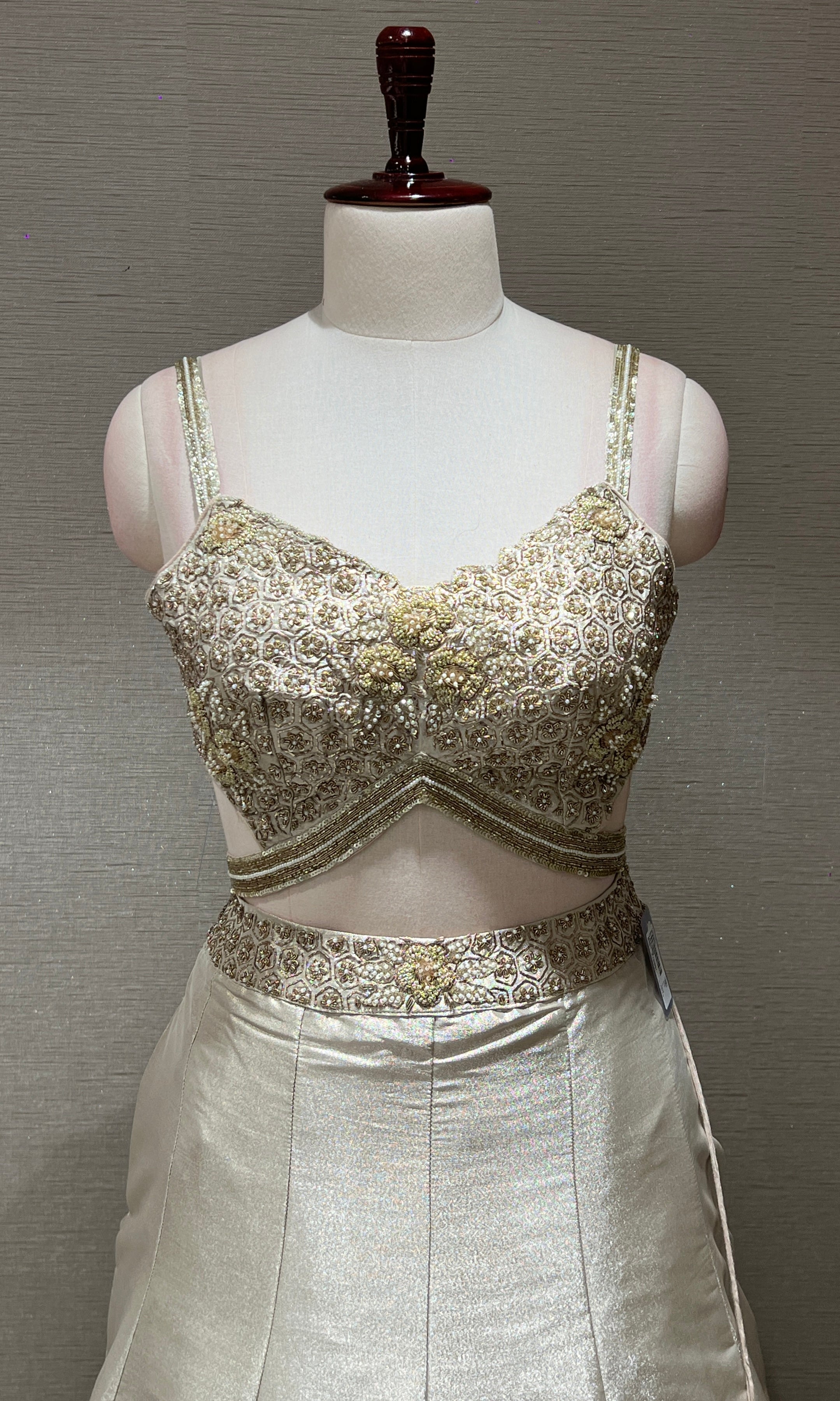 Gold Lehenga with mobile pocket