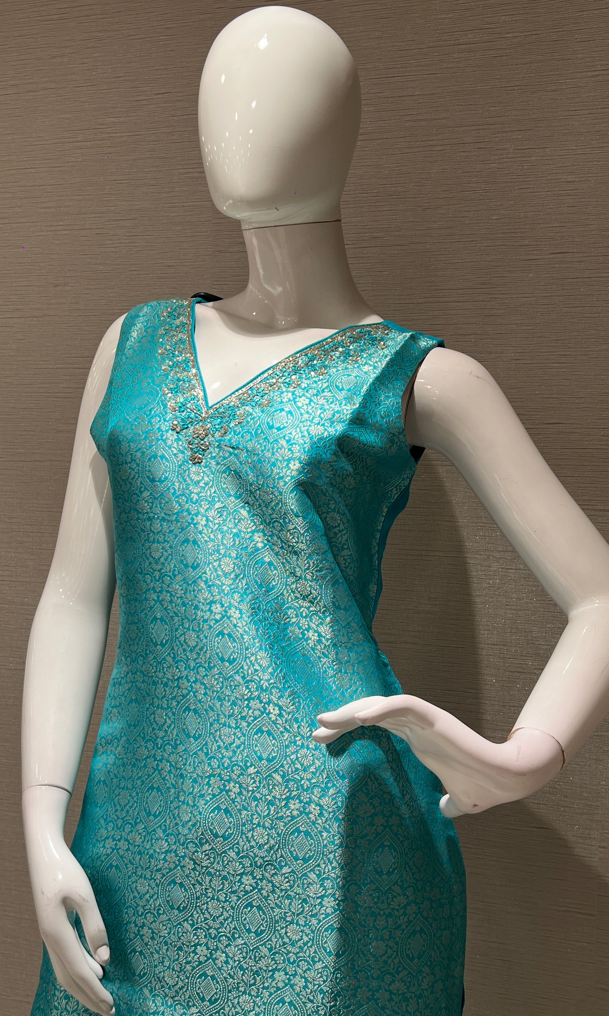 Light Blue Shine Kurta Set with Dupatta