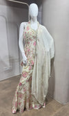 Ivory Floral Halter Peplum palazzo Set