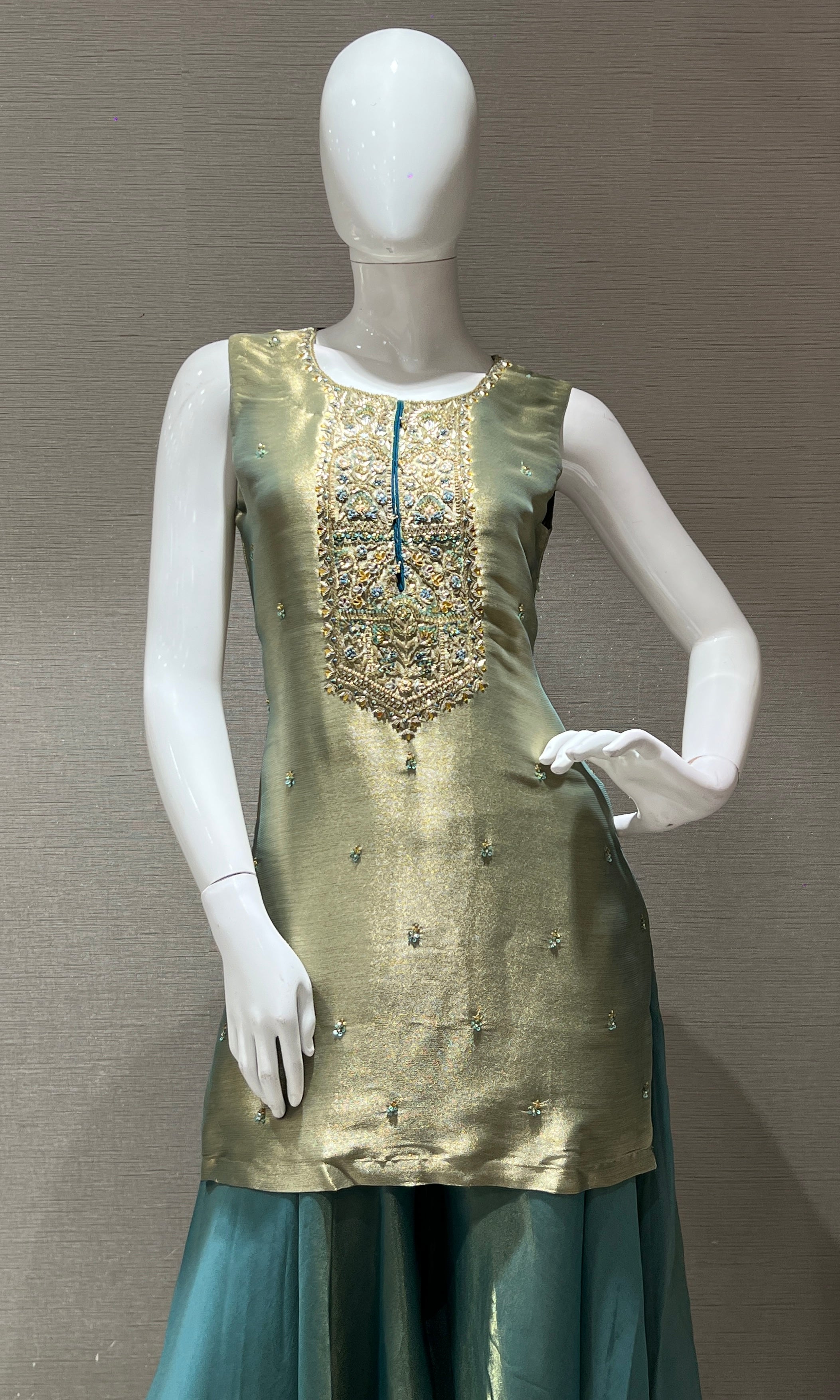 Green Embroidered Sharara Palazzo