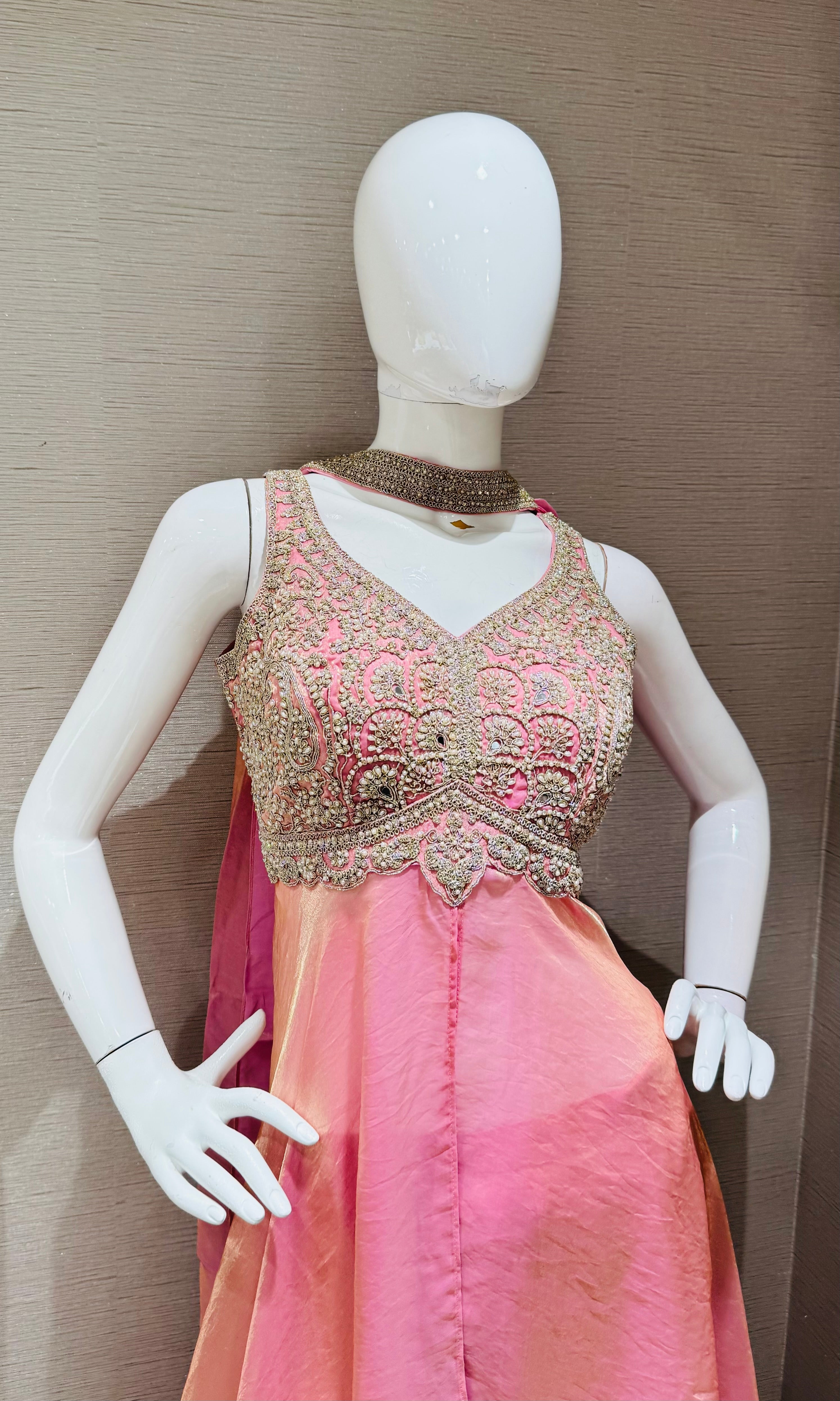 Blush Pink Shimmer Tissue Palazzo Set