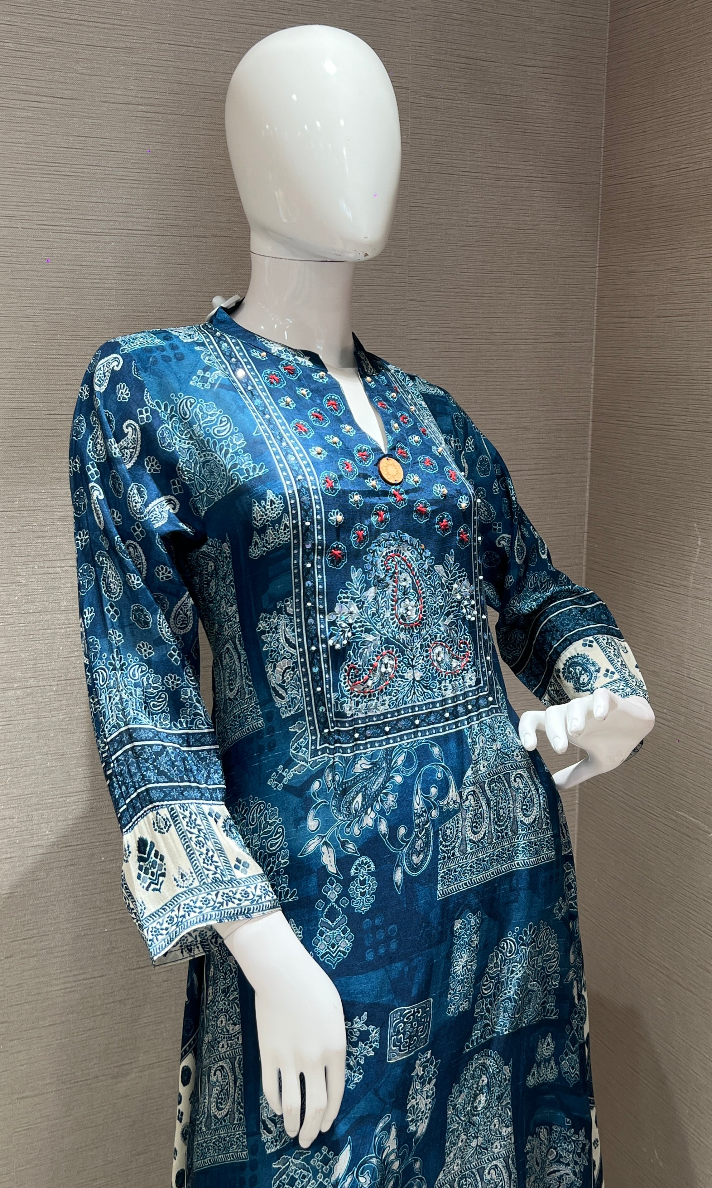 sea Blue kurta set with palazzo pants