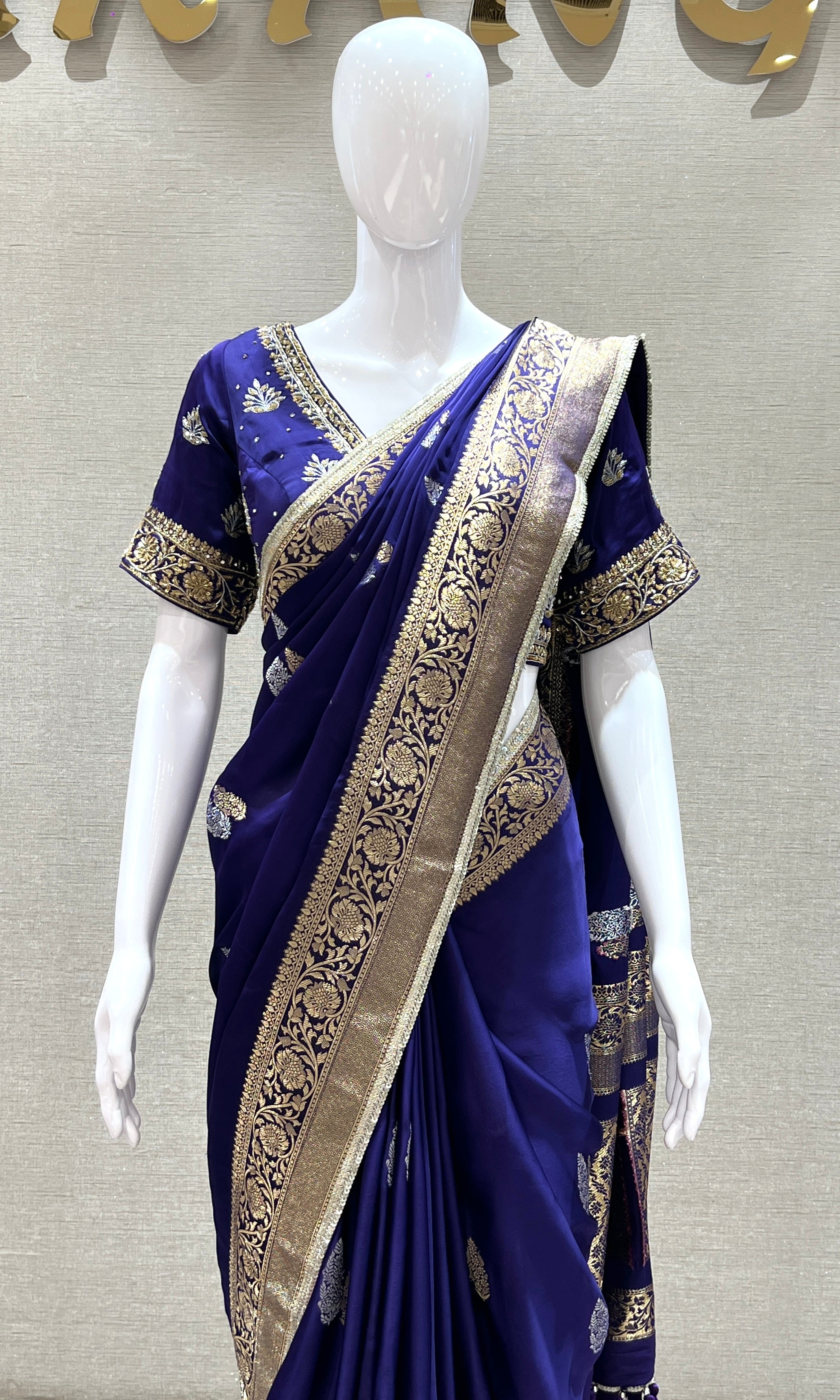 Purple saree with ready blouse
