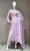 Lavander floral embroidery kurta set