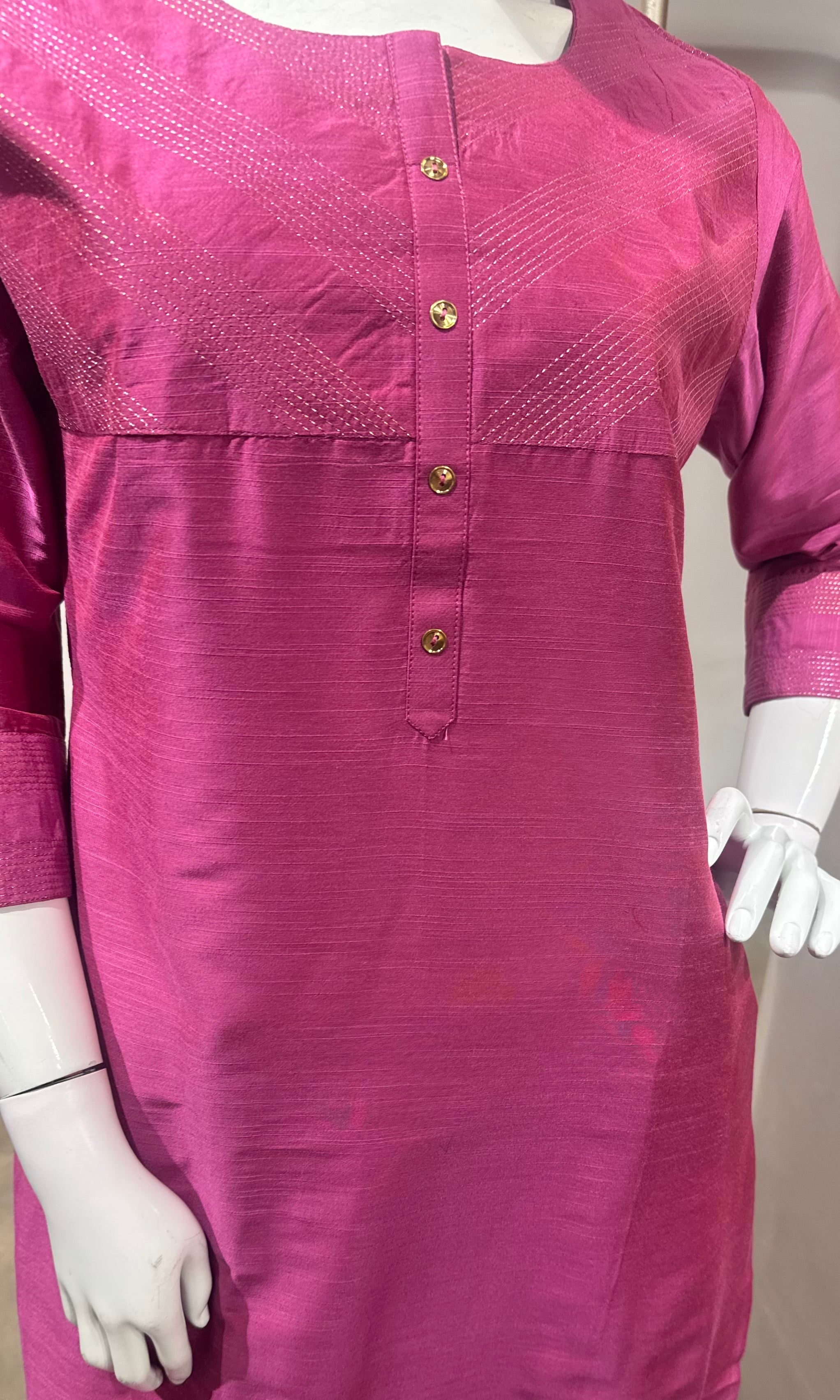 Pink Silk Kurta Set with Zari Dupatta