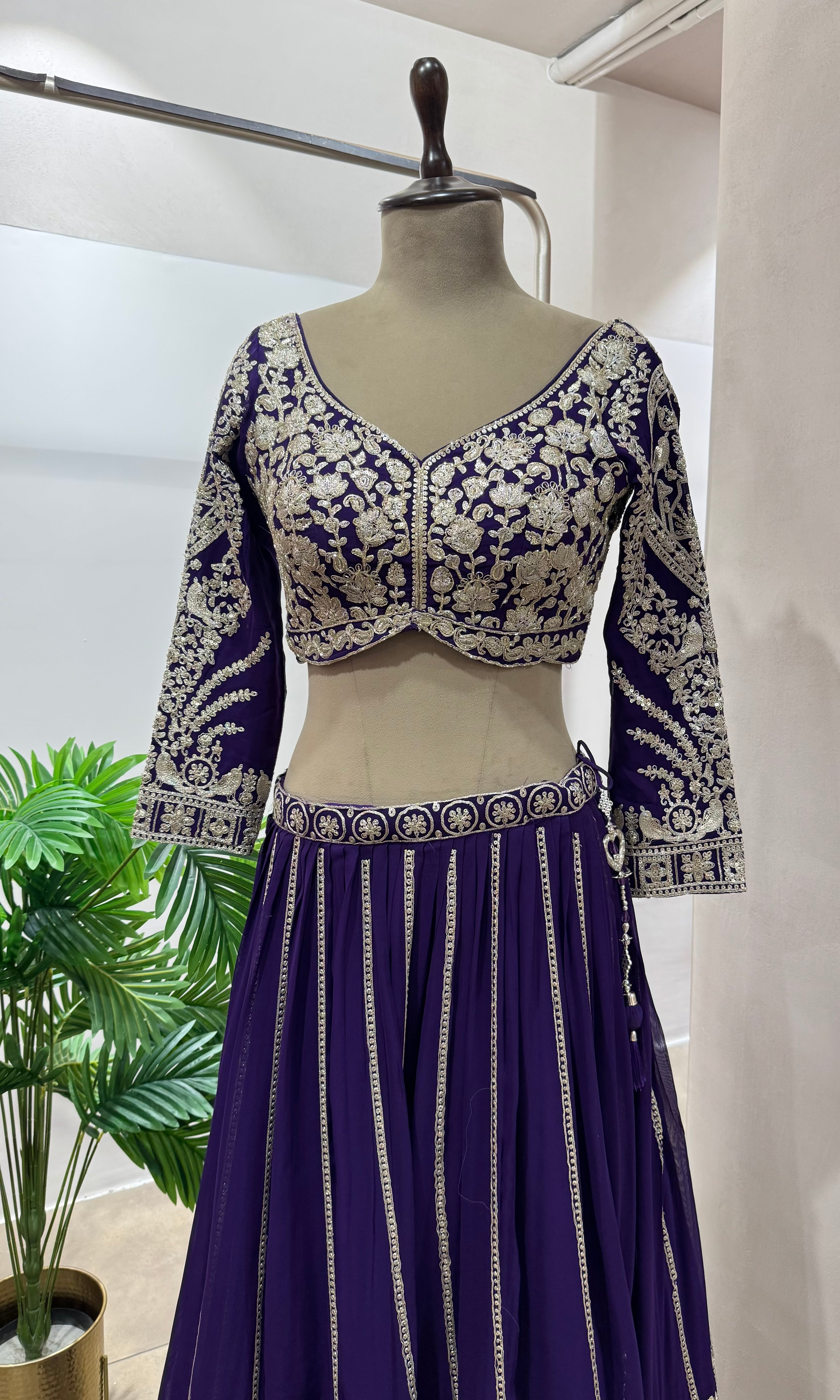 Purple HEAVY EMBROIDERED LEHENGA SET