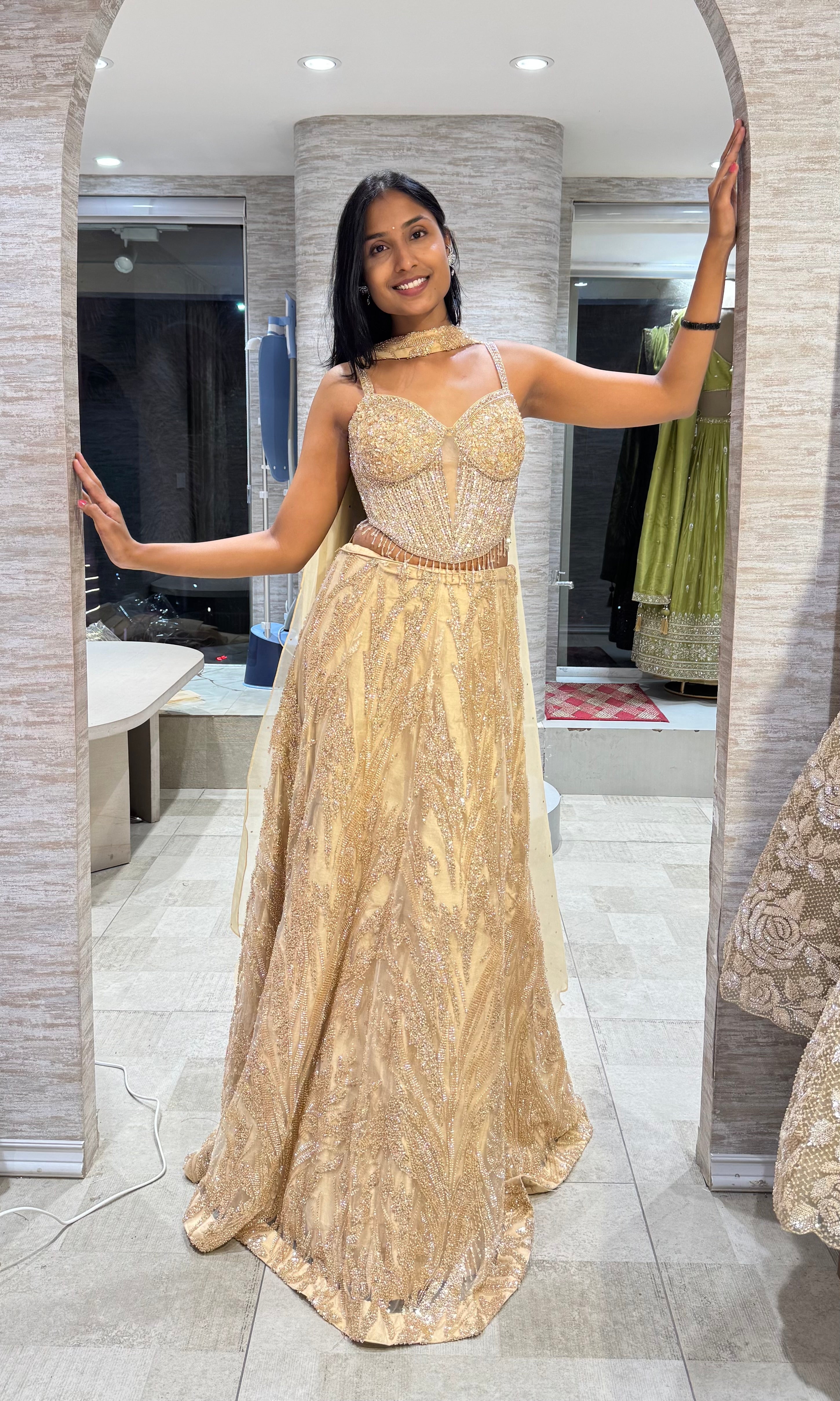 BEAGH LEHENGA WITH EMBELLISHED CORSET BLOUSE