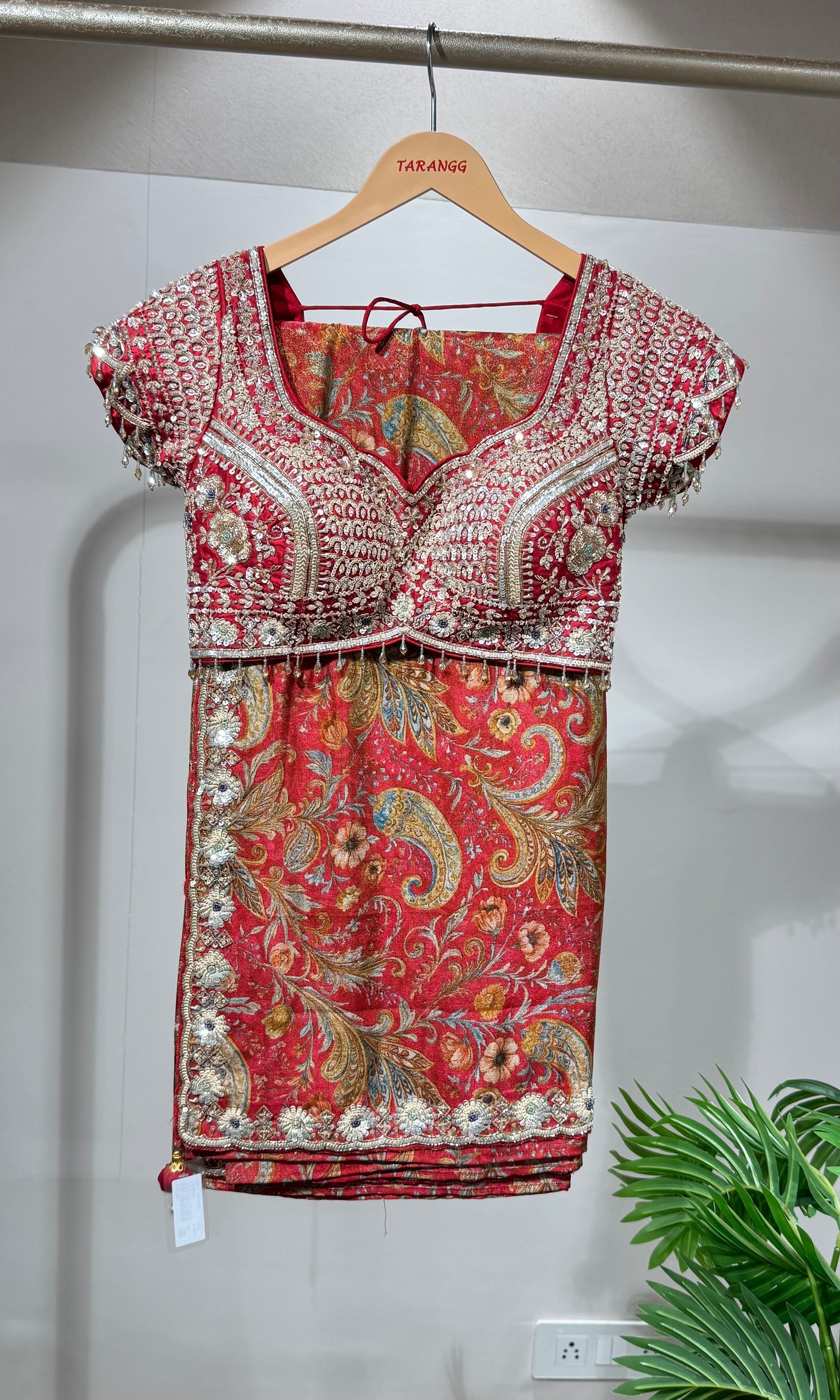 Red DESIGNED saree with EMBROIDERED blouse