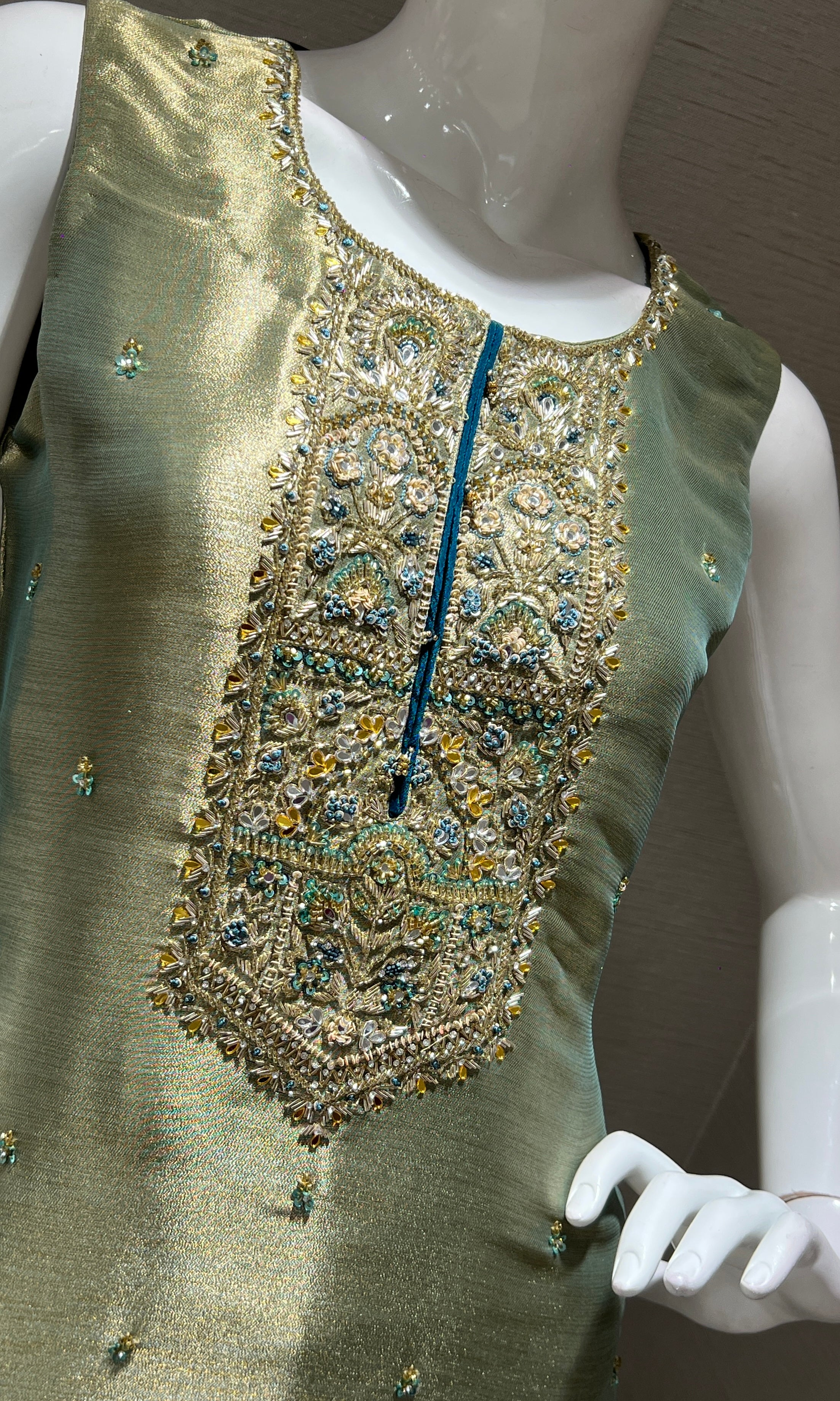 Green Embroidered Sharara Palazzo