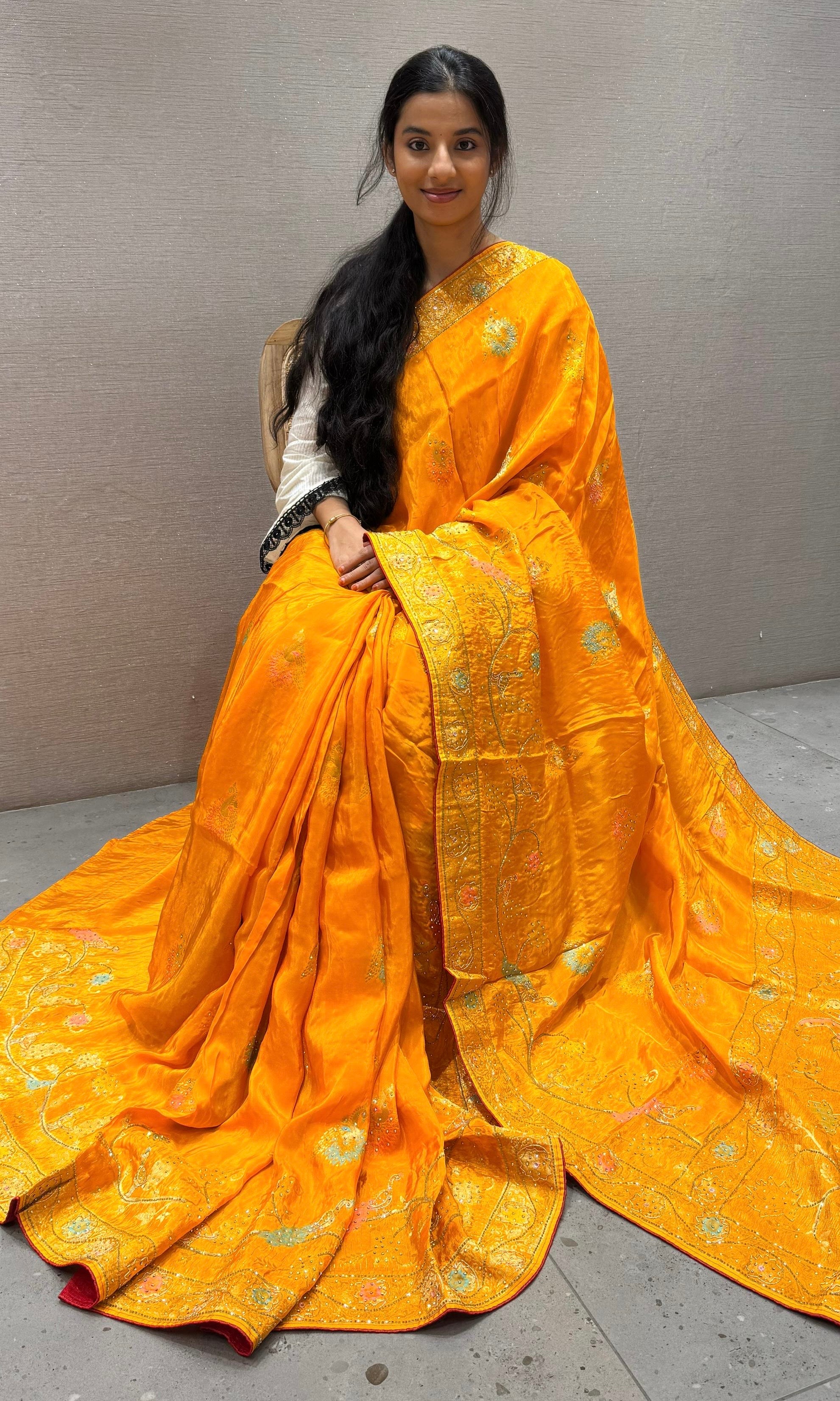 Gold Yellow Banarasi saree