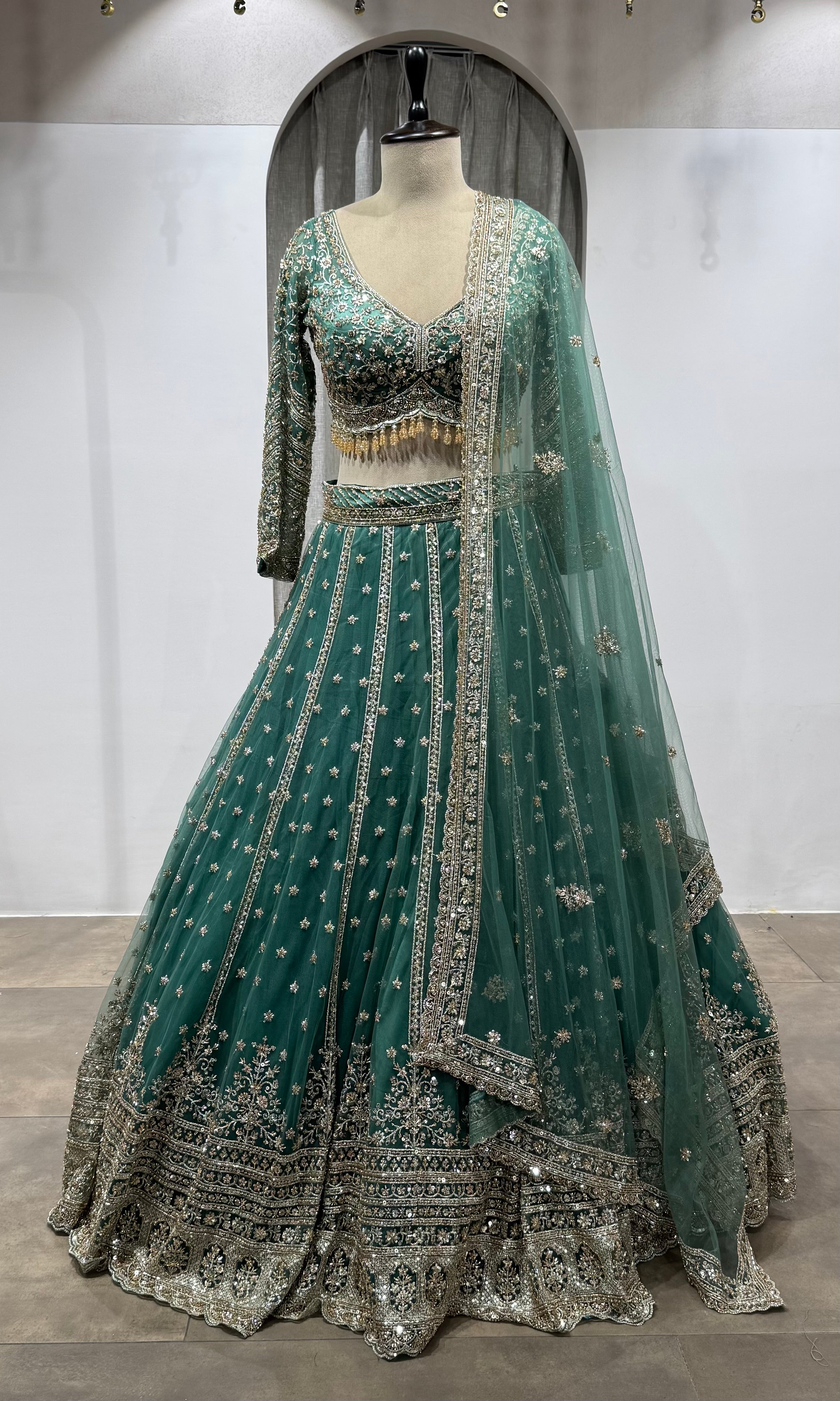 GREEN Embroidered Lehenga with Dupatta