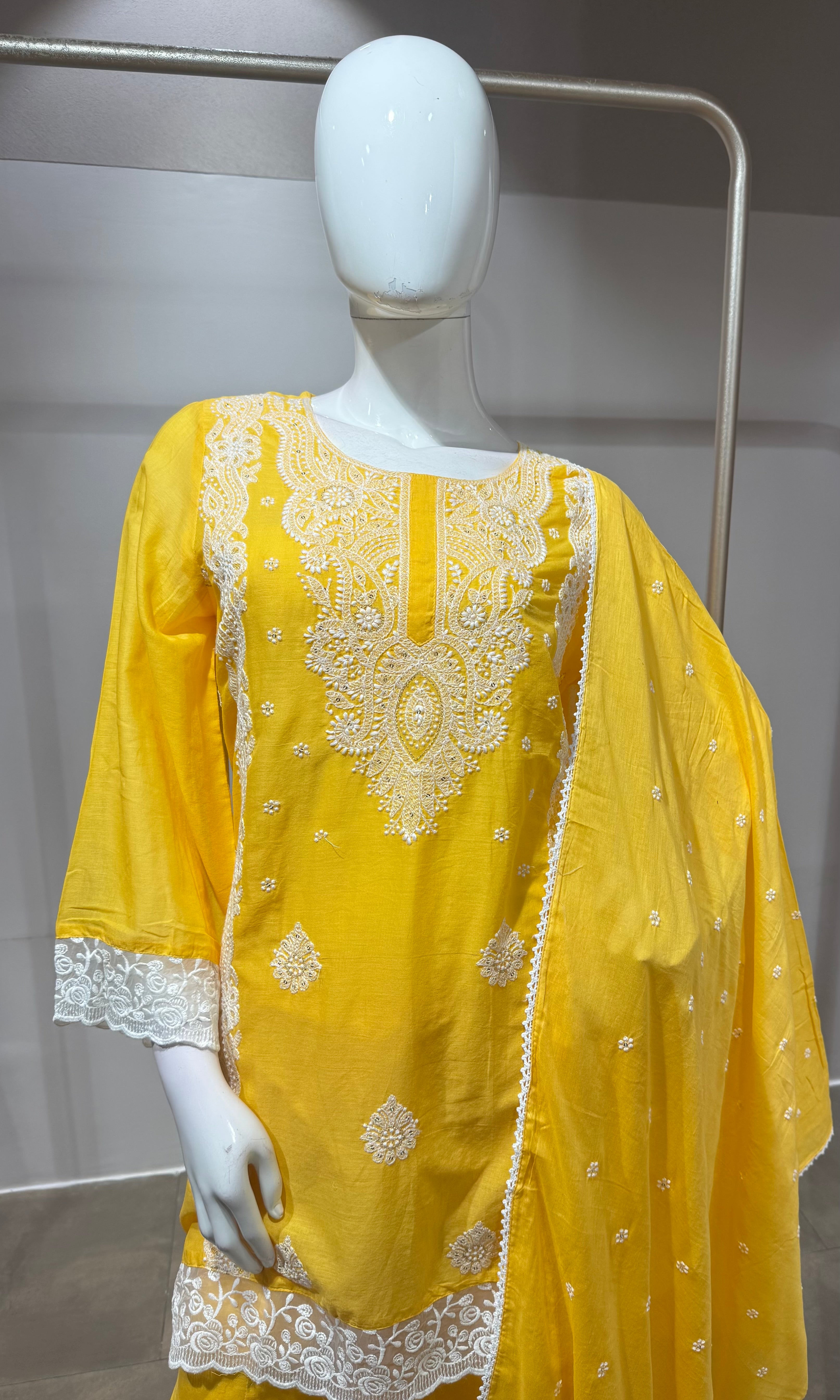 Sunshine Yellow Embroidered Sharara Set