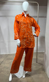 Rust golden floral cord set