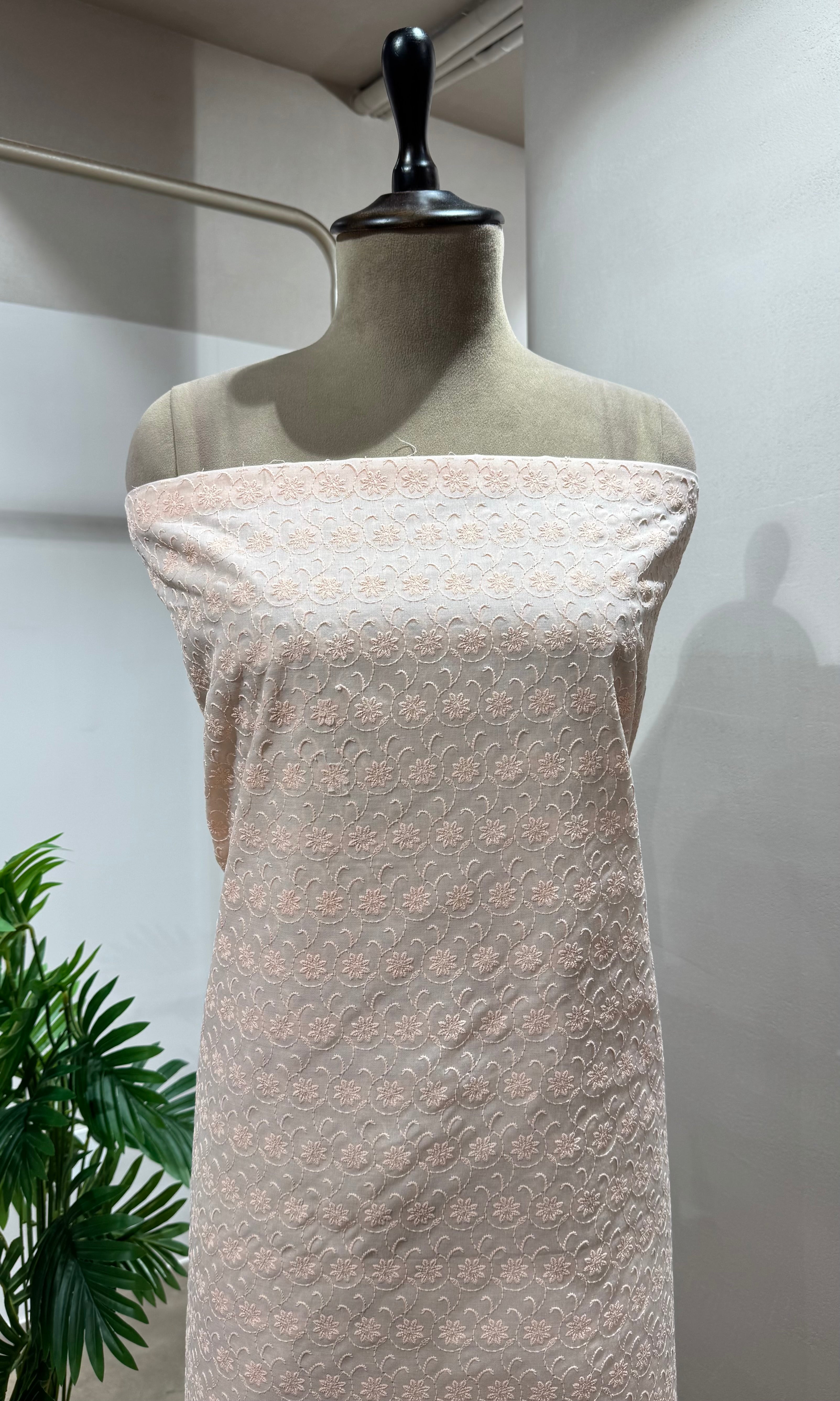 PEACH CHIKANKARI DRESS MATERIAL