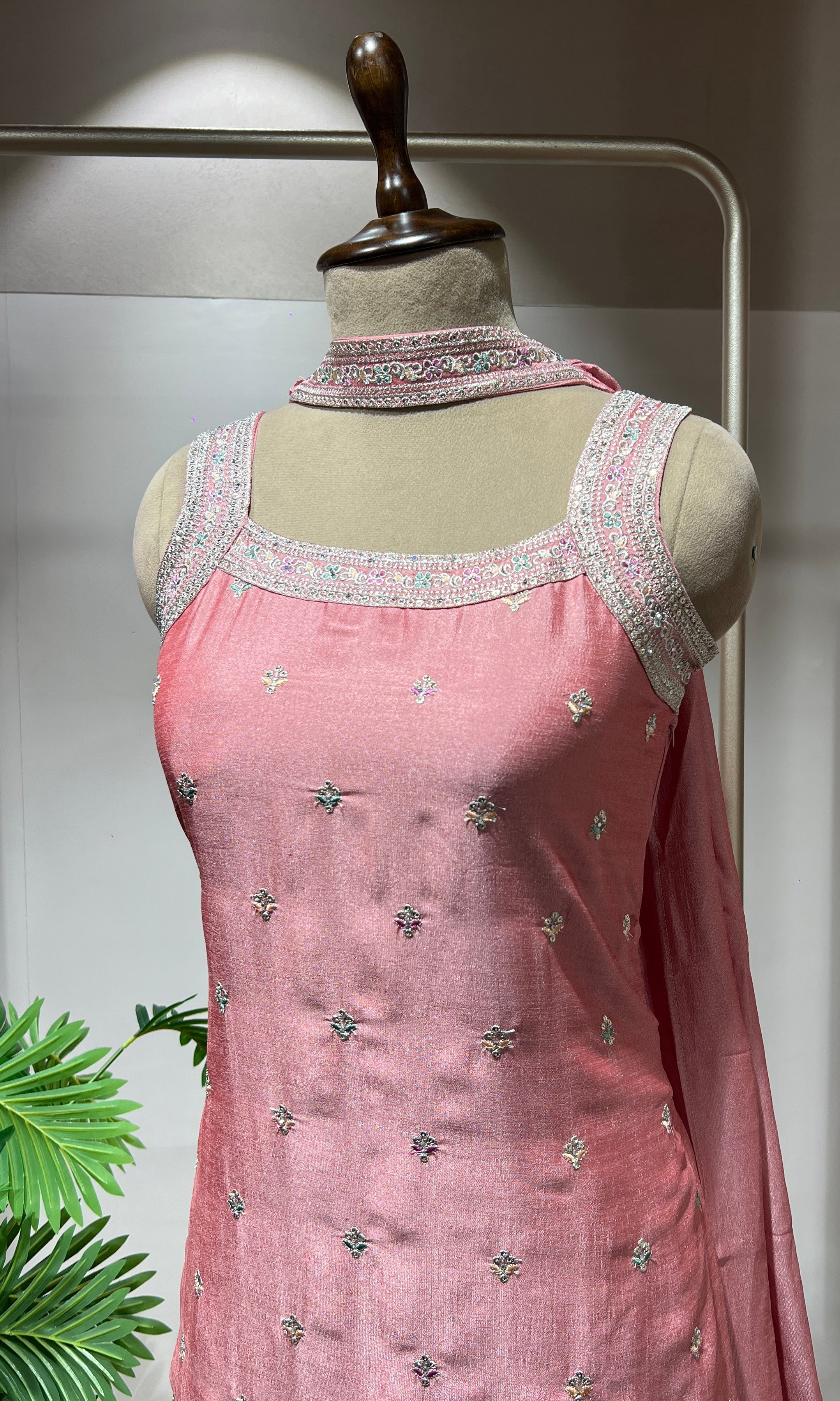 Baby pink Georgette Suit with Intricate ENSEMBEL
