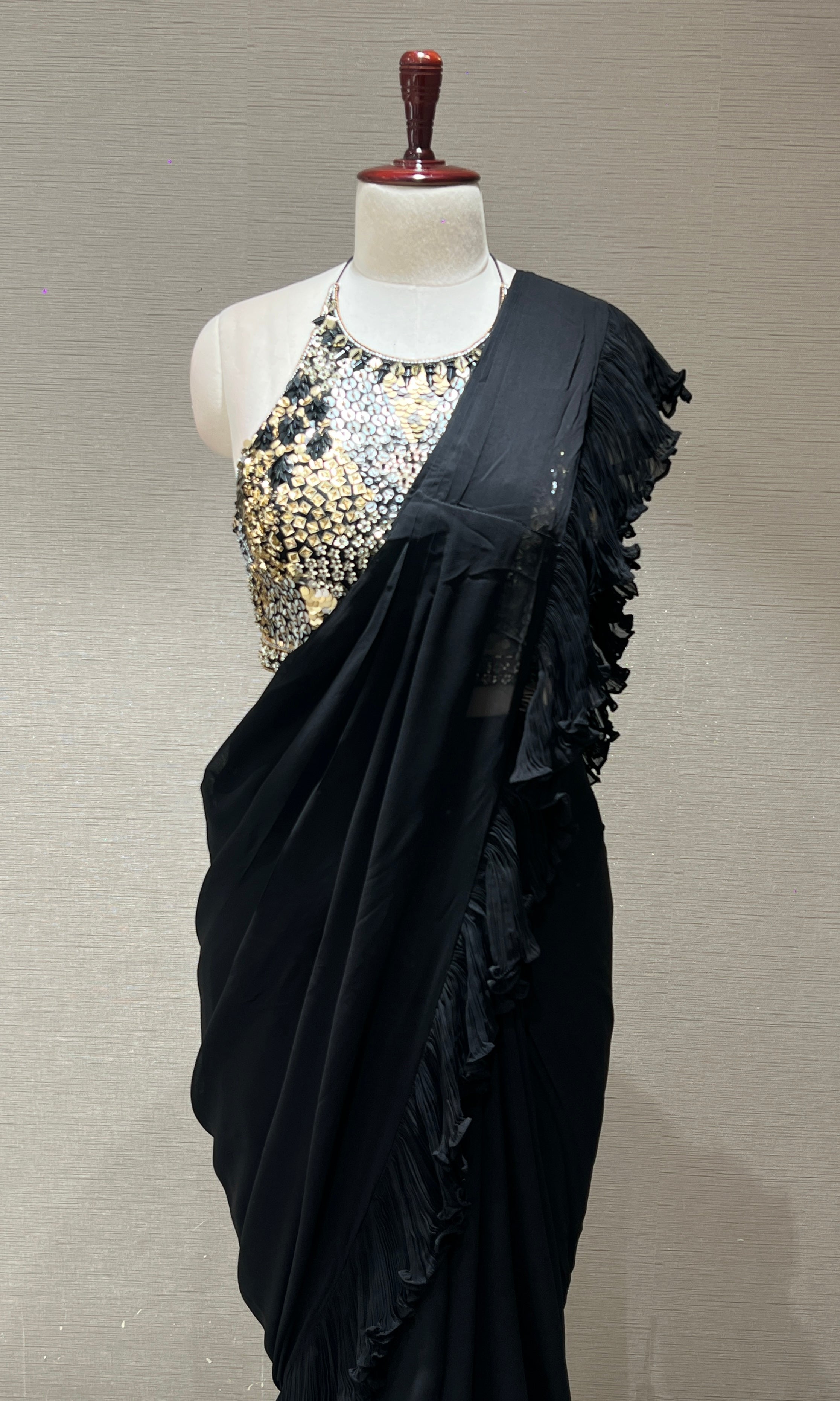 Black one minute saree