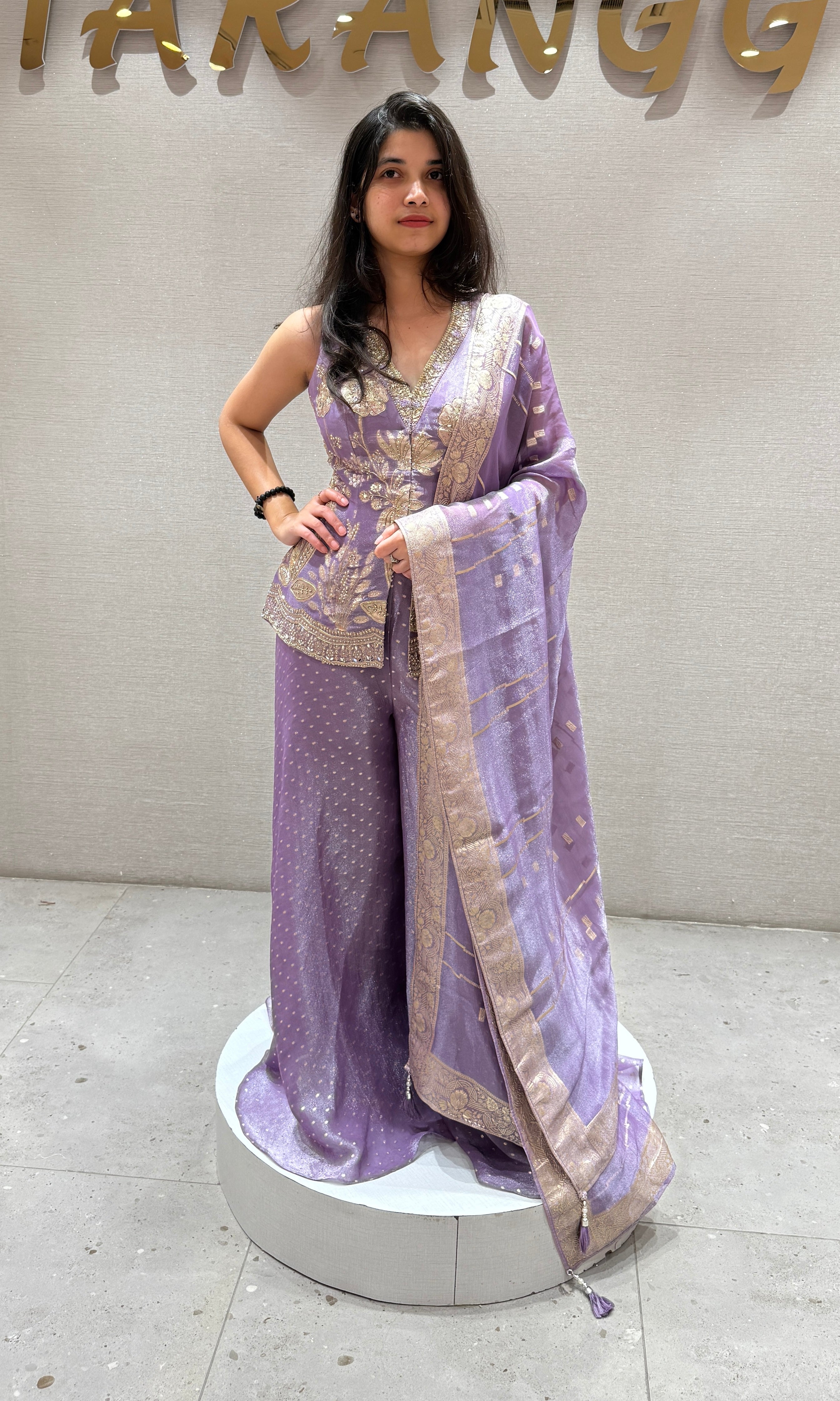 Lilac Embroidered Palazzo Set