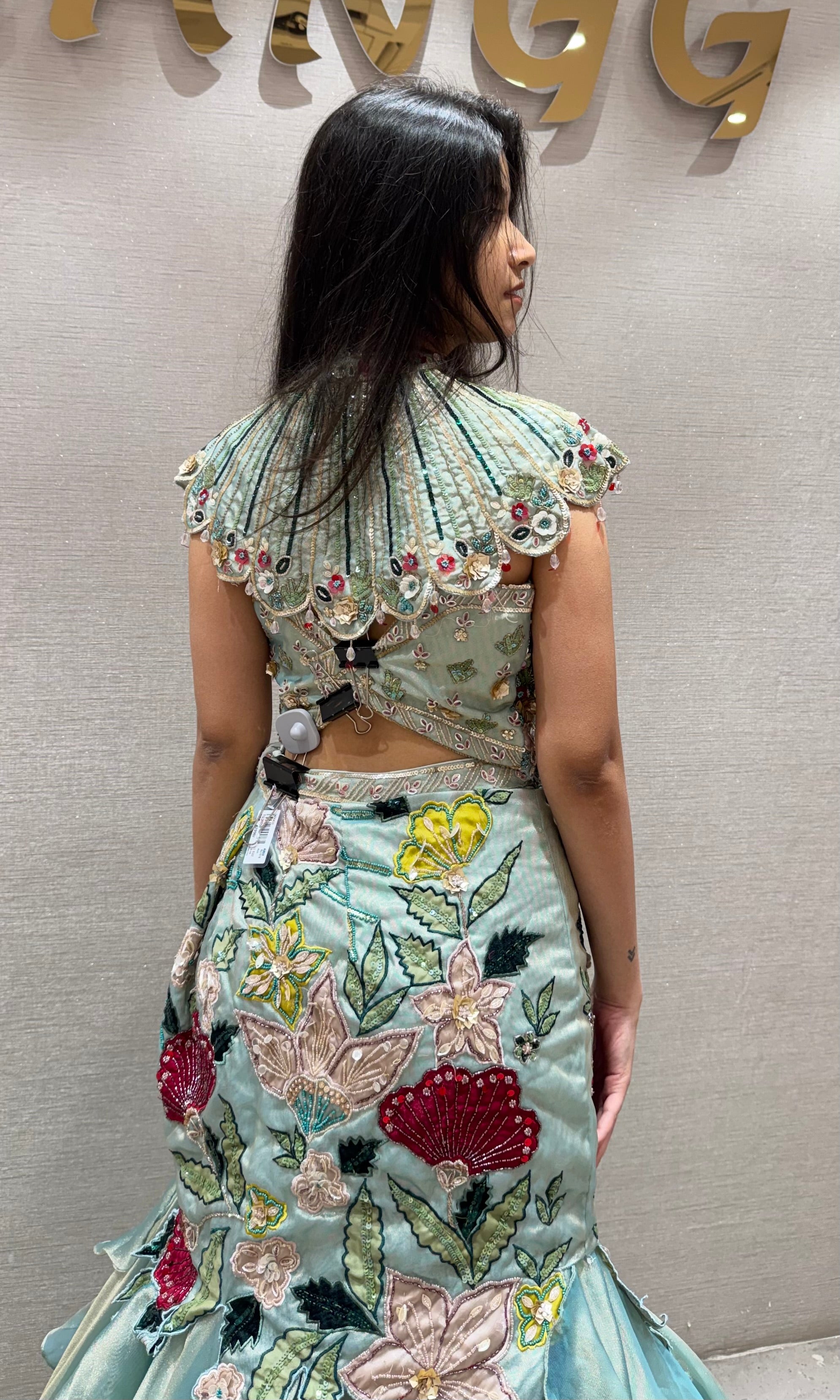 AQUA Embellished Fish Cut Lehenga