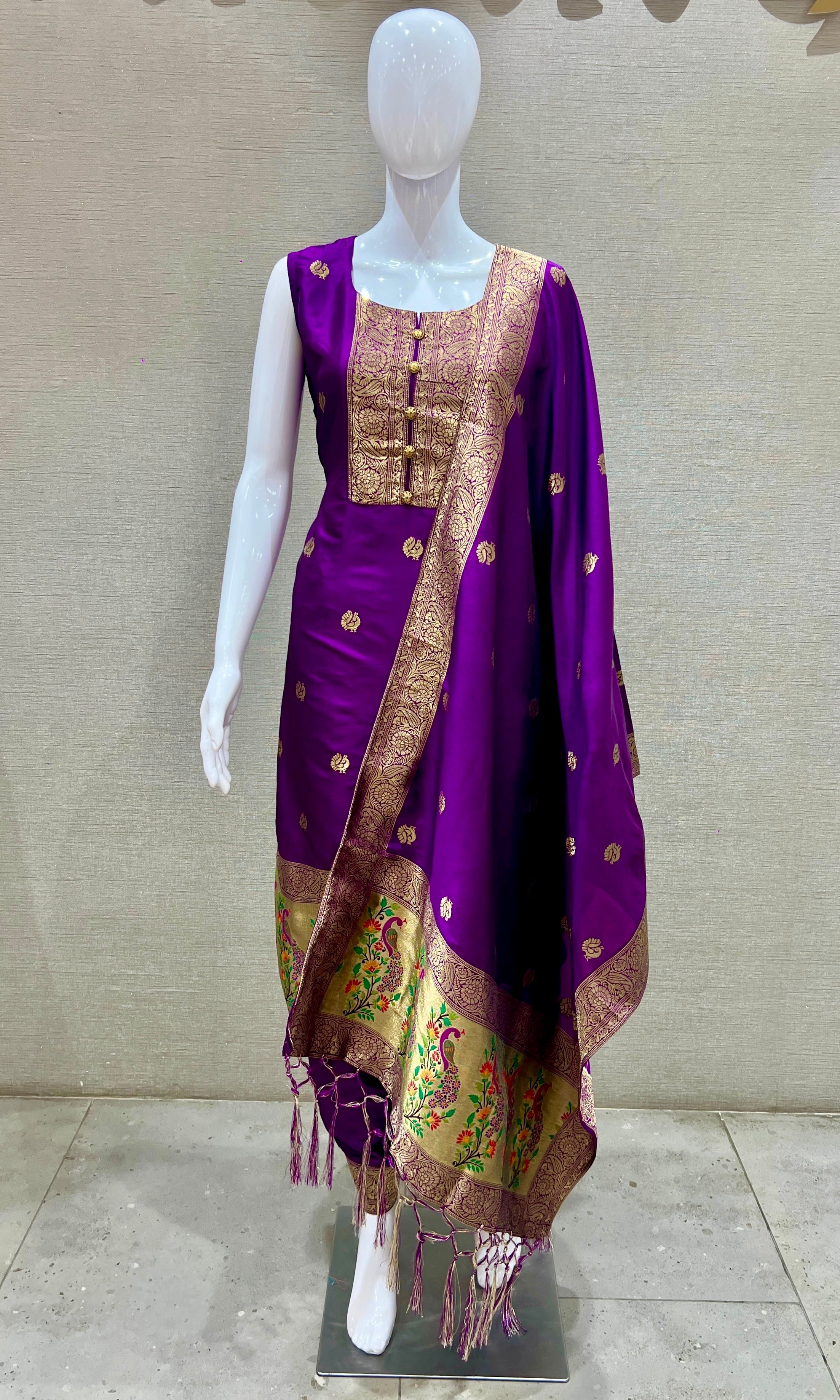 Royal Plum Banarasi Kurta Set