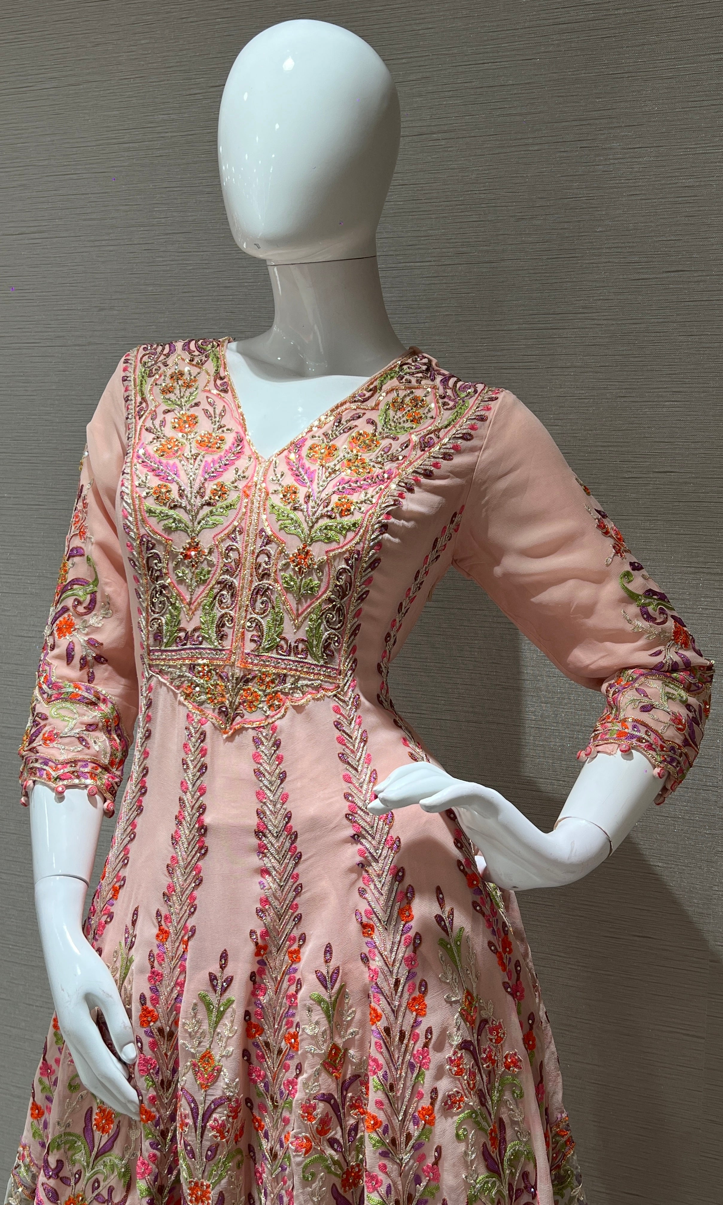 Peach Embroidered Sharara Palazzo