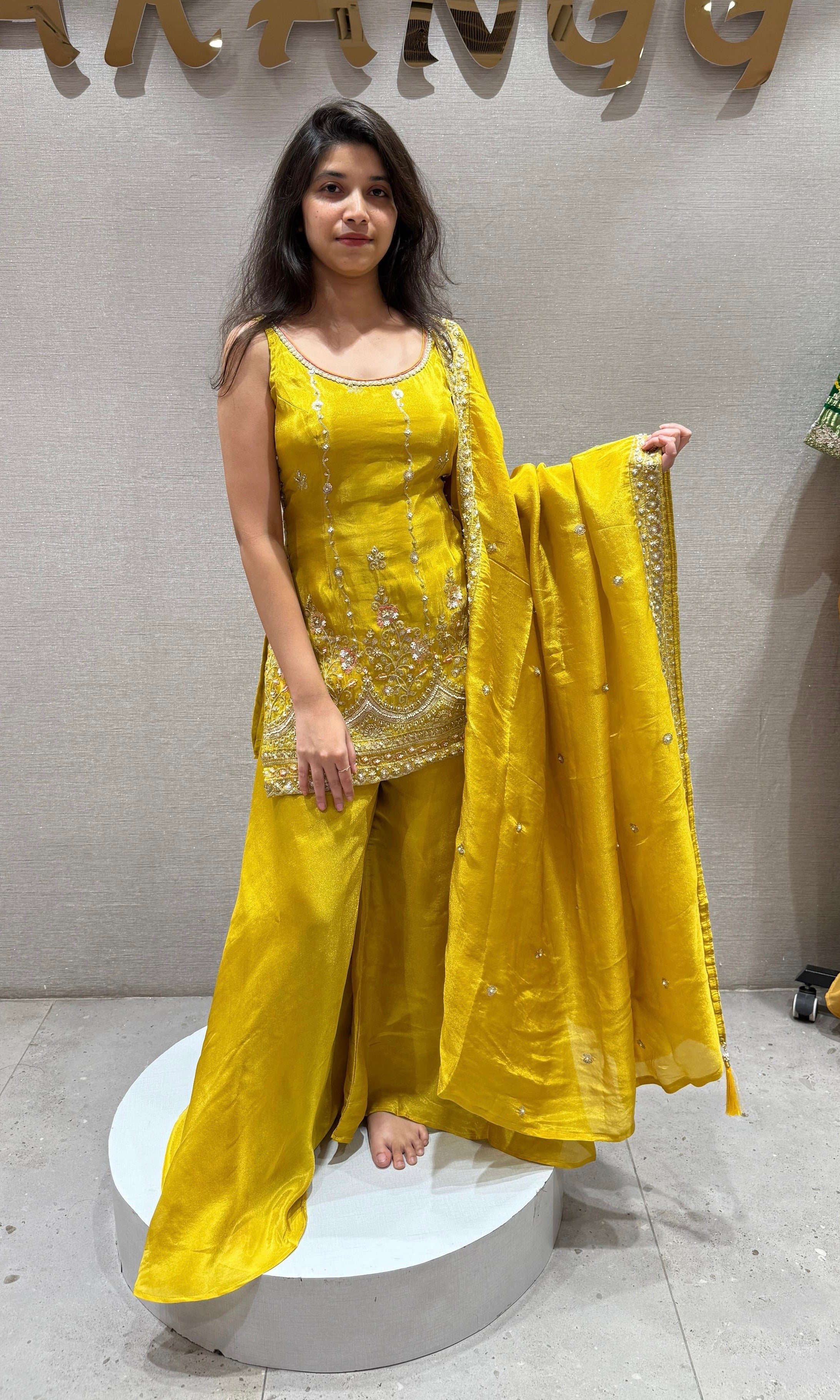 Marigold Glow Embroidered Palazzo