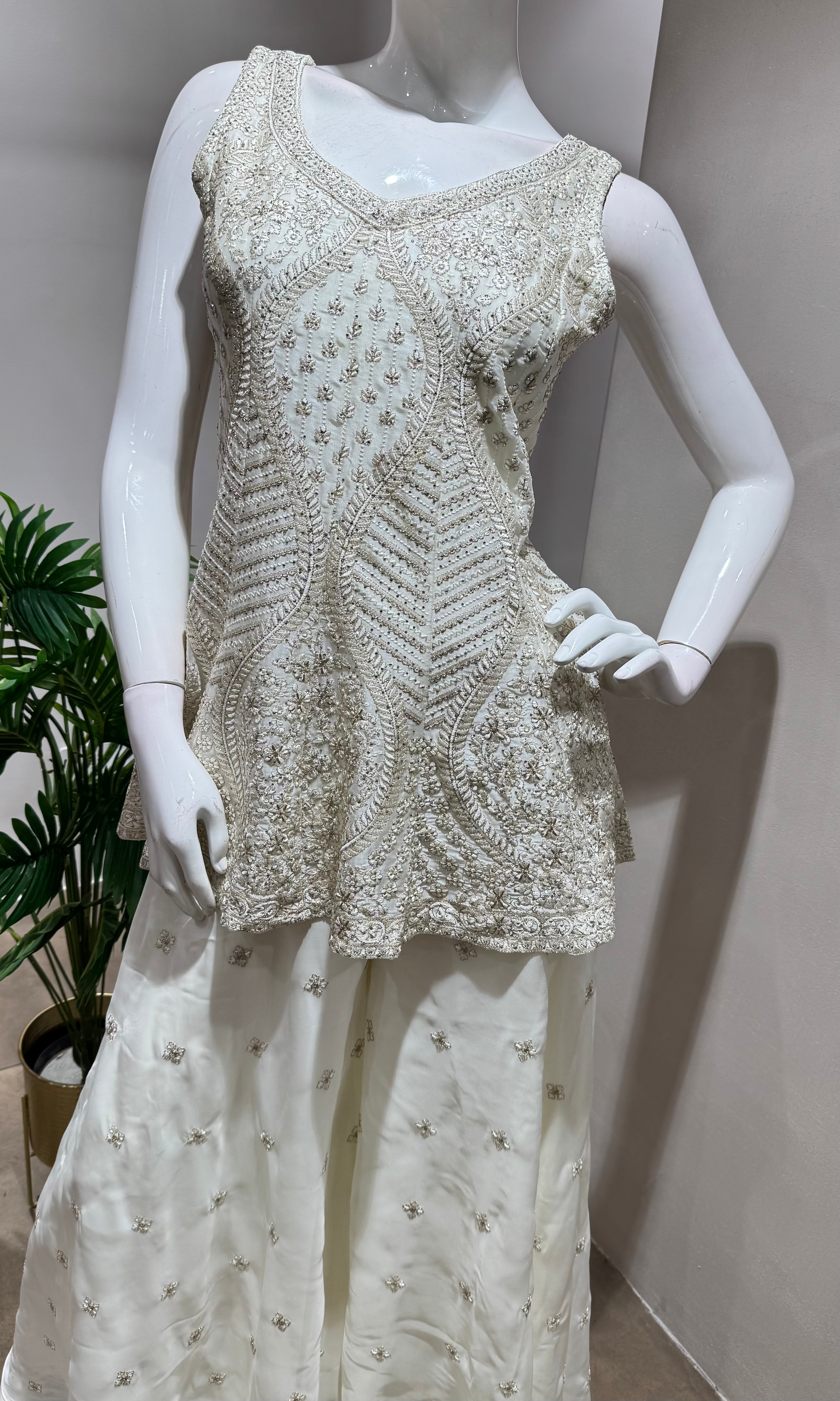 WHITE ETHNIC PALAZZO SET